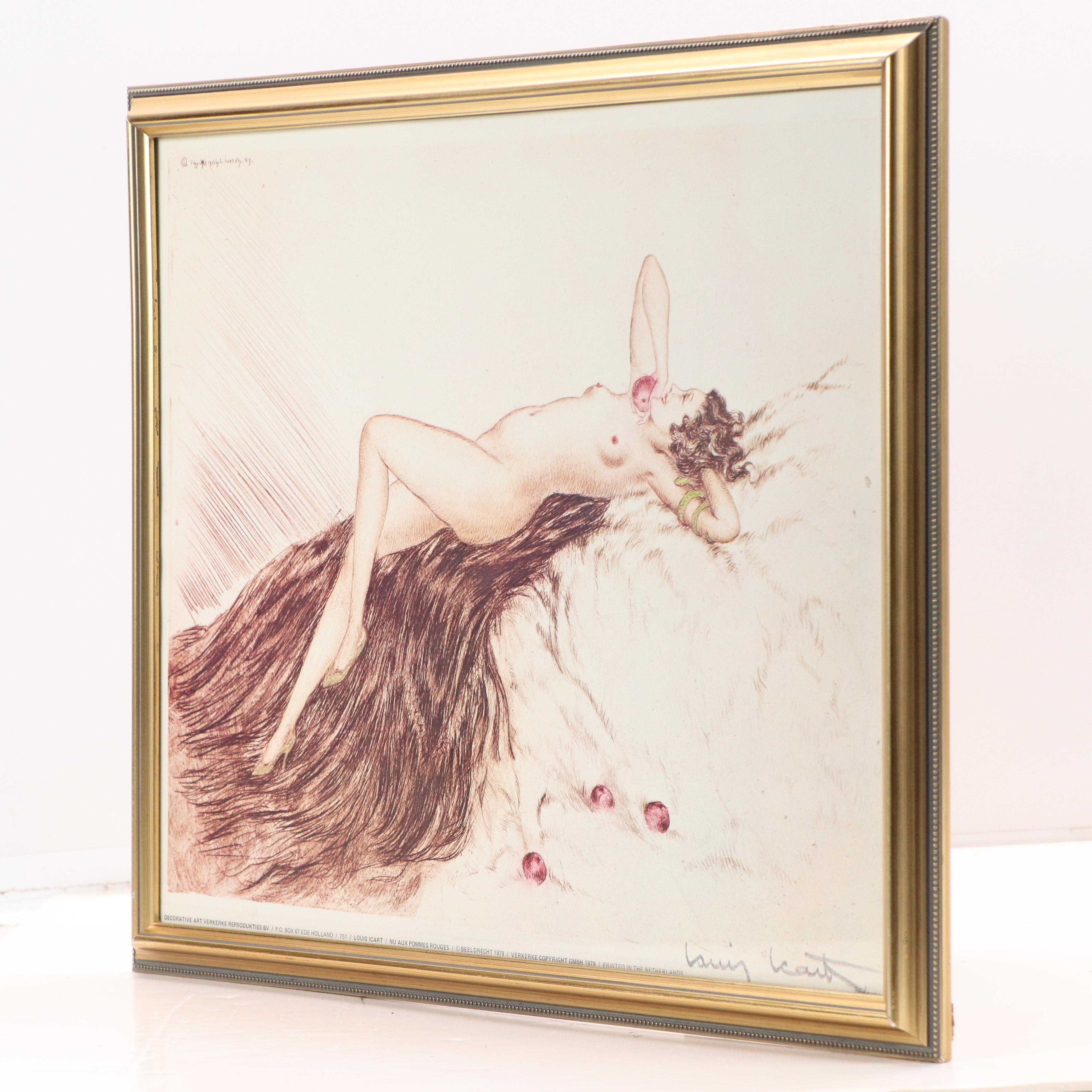 Offset Lithograph After Louis Icart "Love's Awakening," 1979