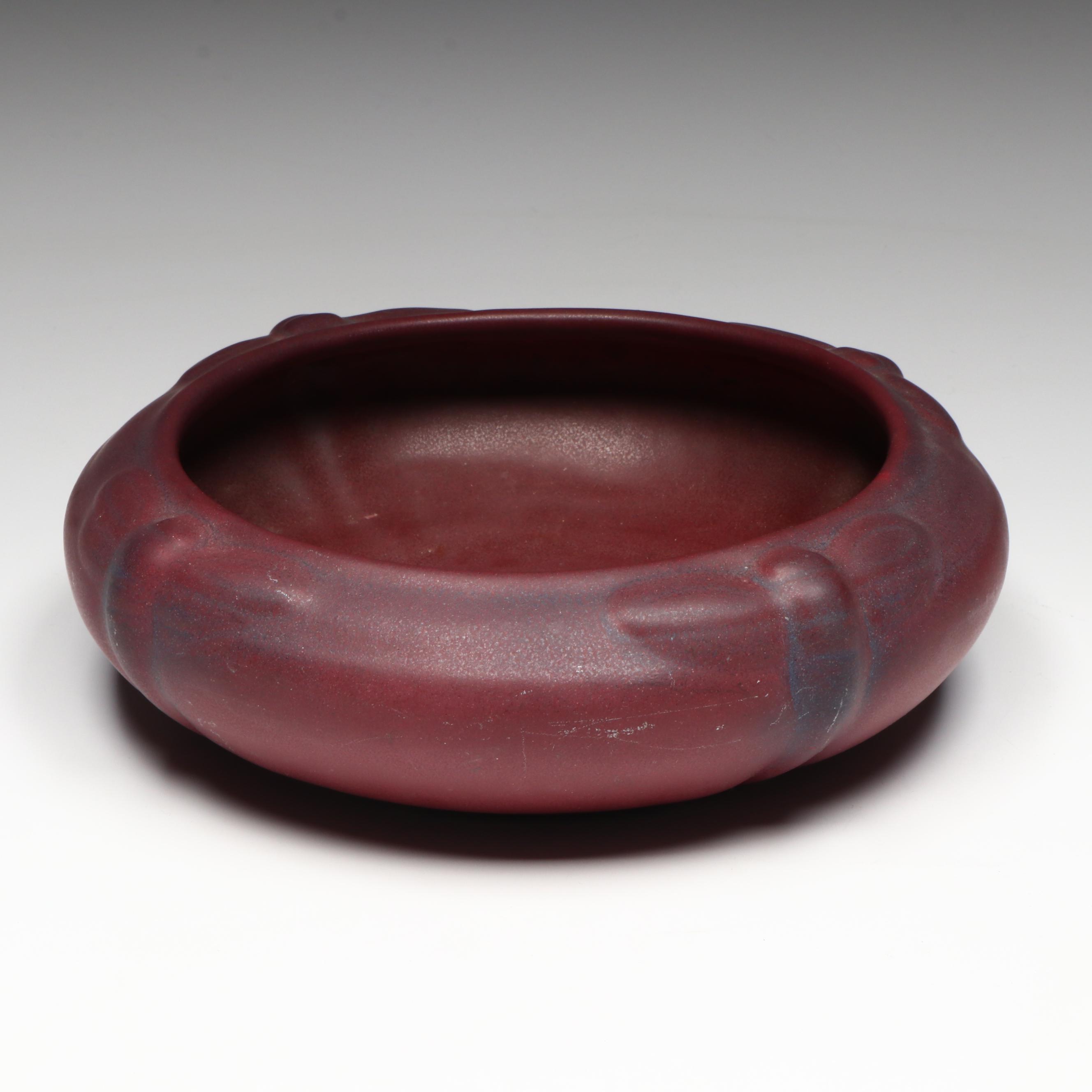 Van Briggle Pottery Dragonfly Bowl with Three Frogs Flower Frog