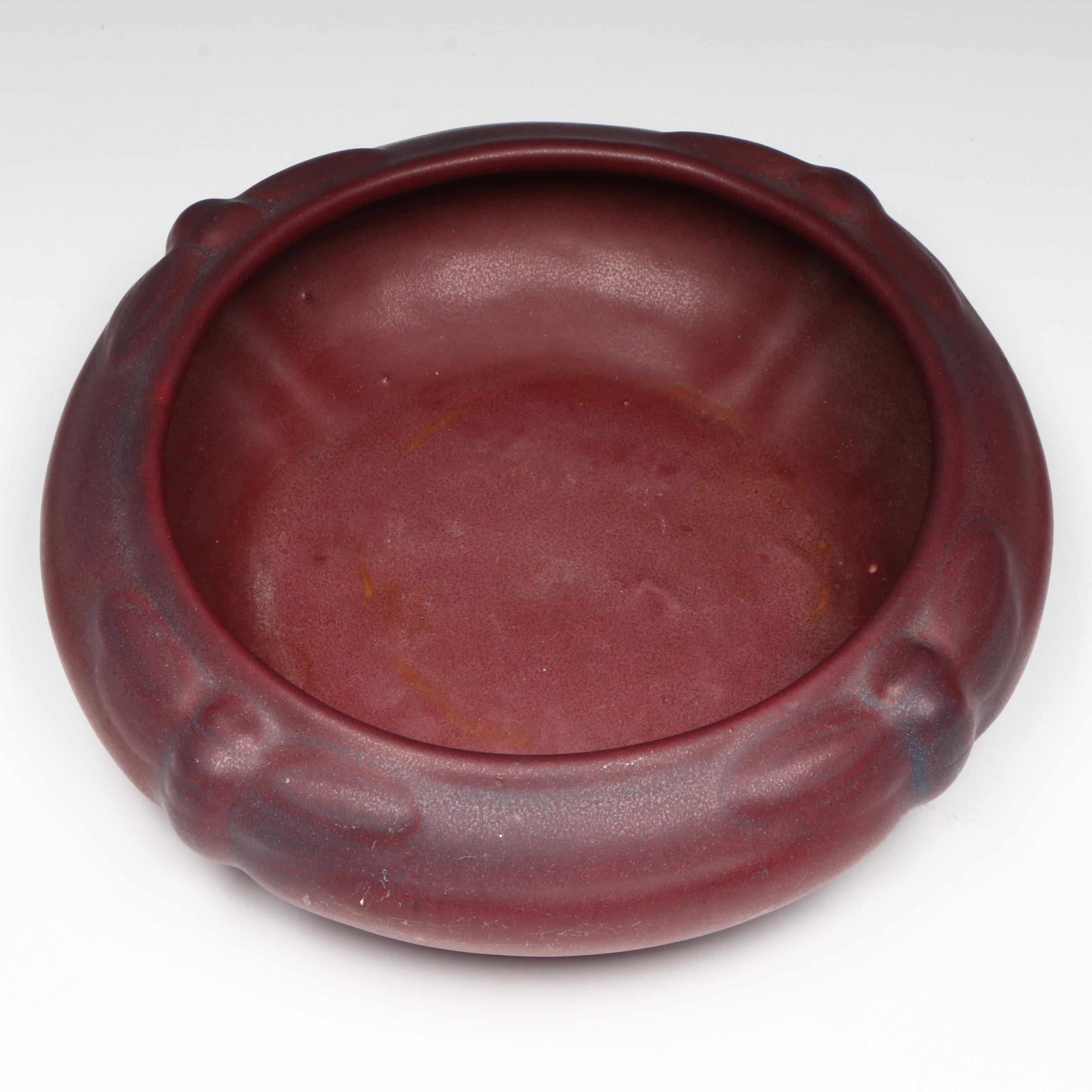 Van Briggle Pottery Dragonfly Bowl with Three Frogs Flower Frog