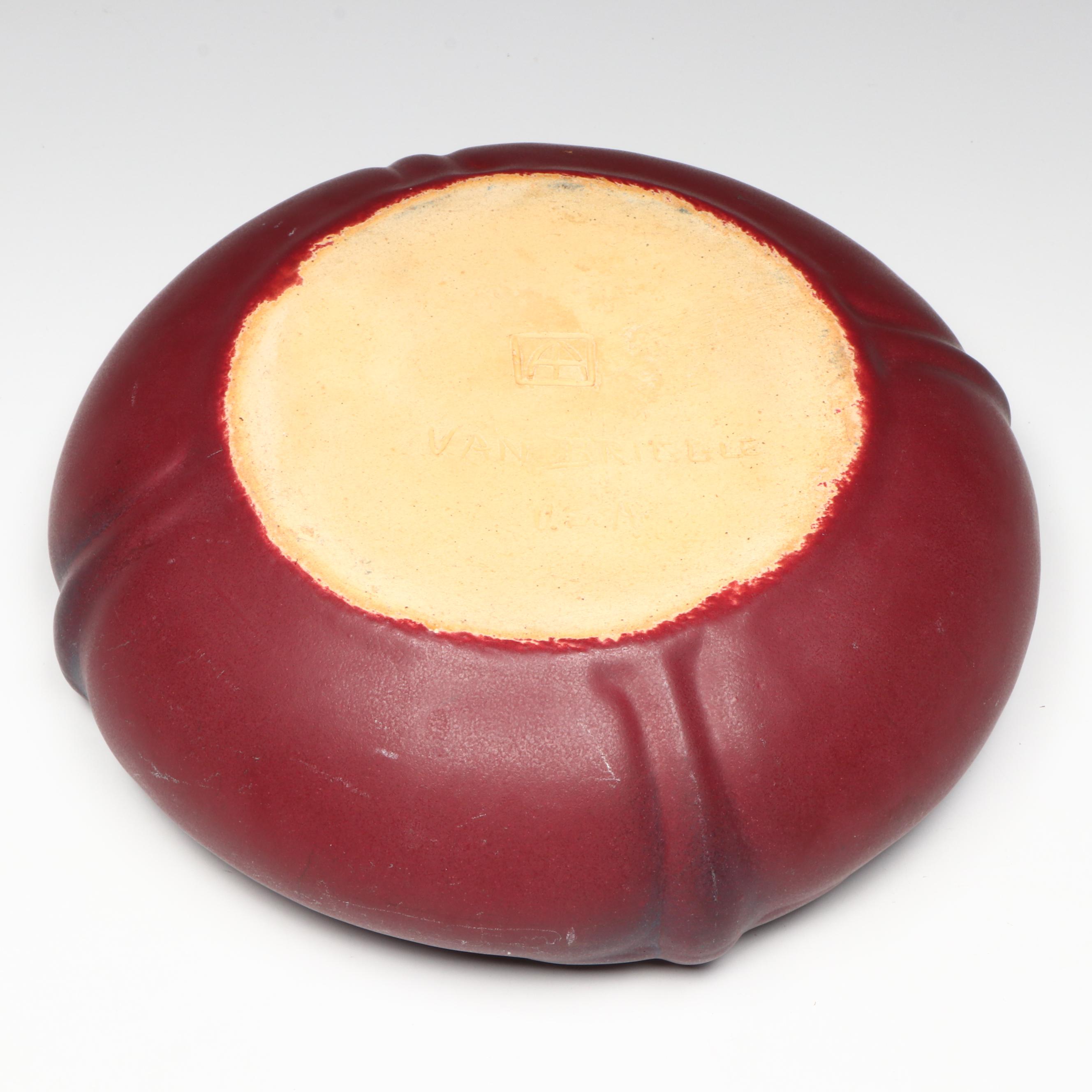 Van Briggle Pottery Dragonfly Bowl with Three Frogs Flower Frog