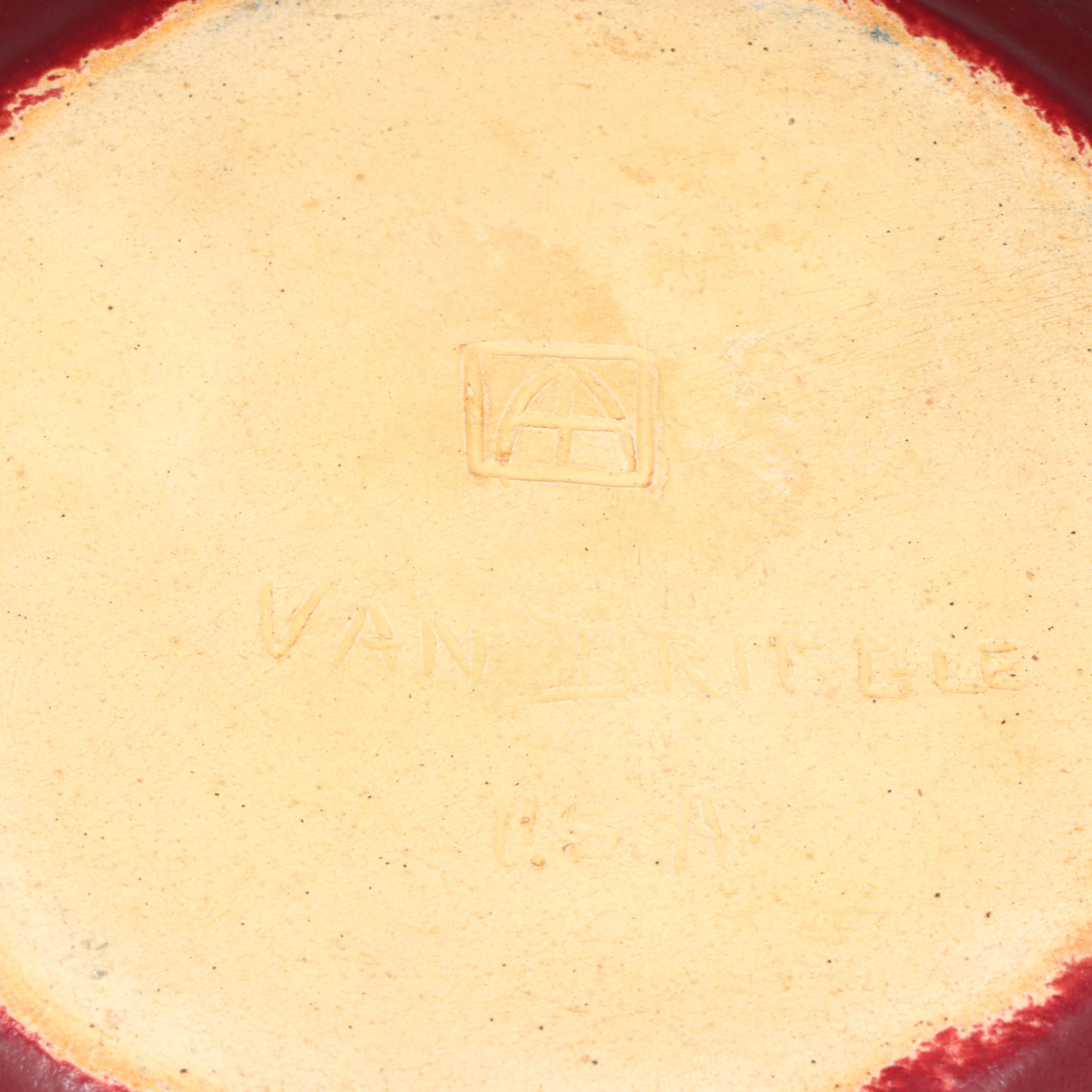 Van Briggle Pottery Dragonfly Bowl with Three Frogs Flower Frog