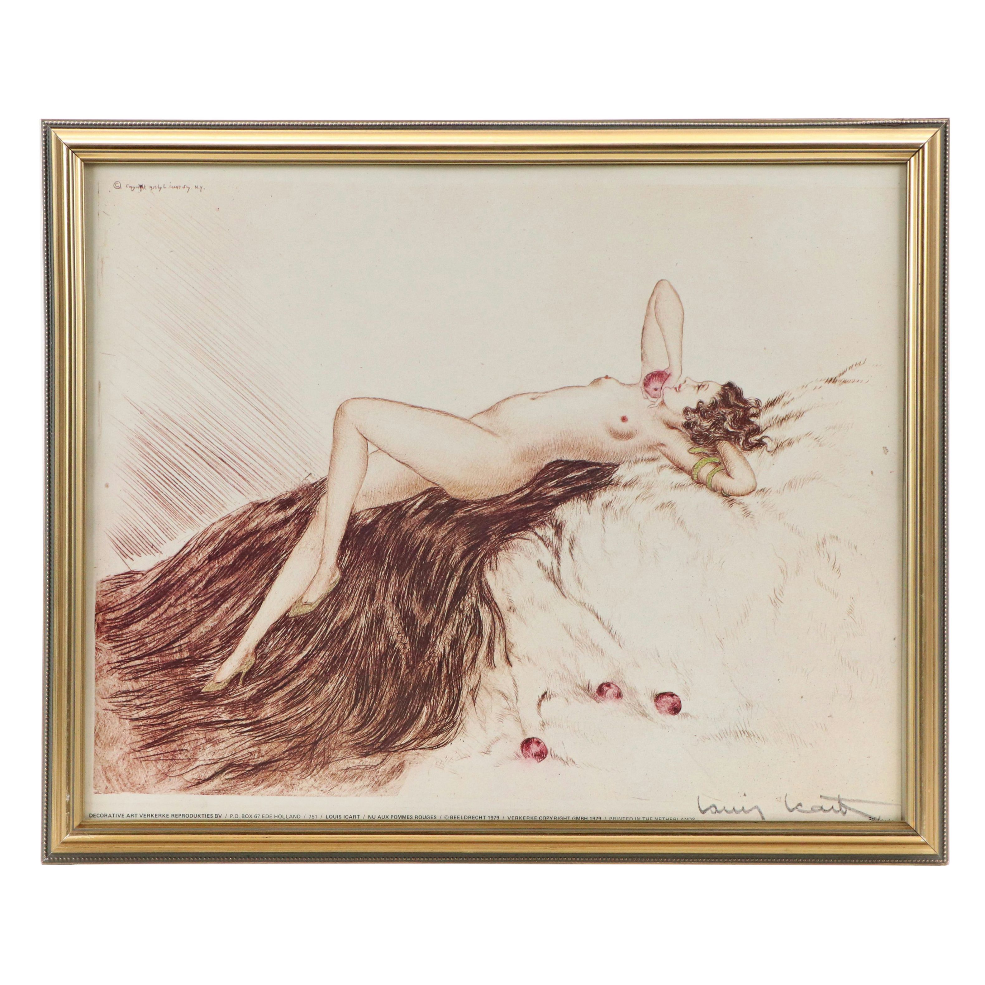 Offset Lithograph After Louis Icart "Love's Awakening," 1979