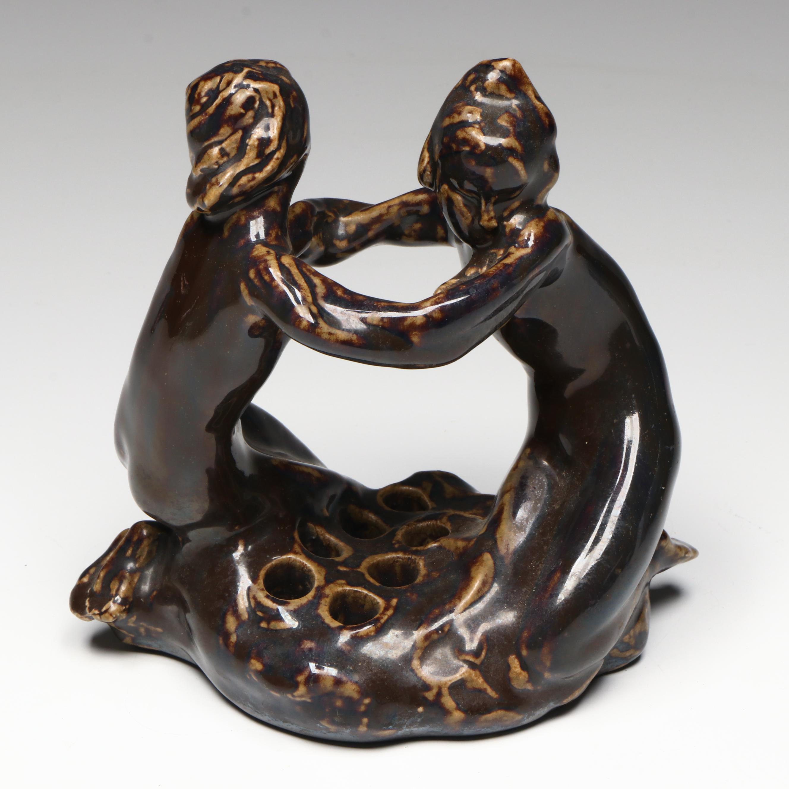 Chester Beach for Rookwood Pottery Double Nude Flower Frog, 1922