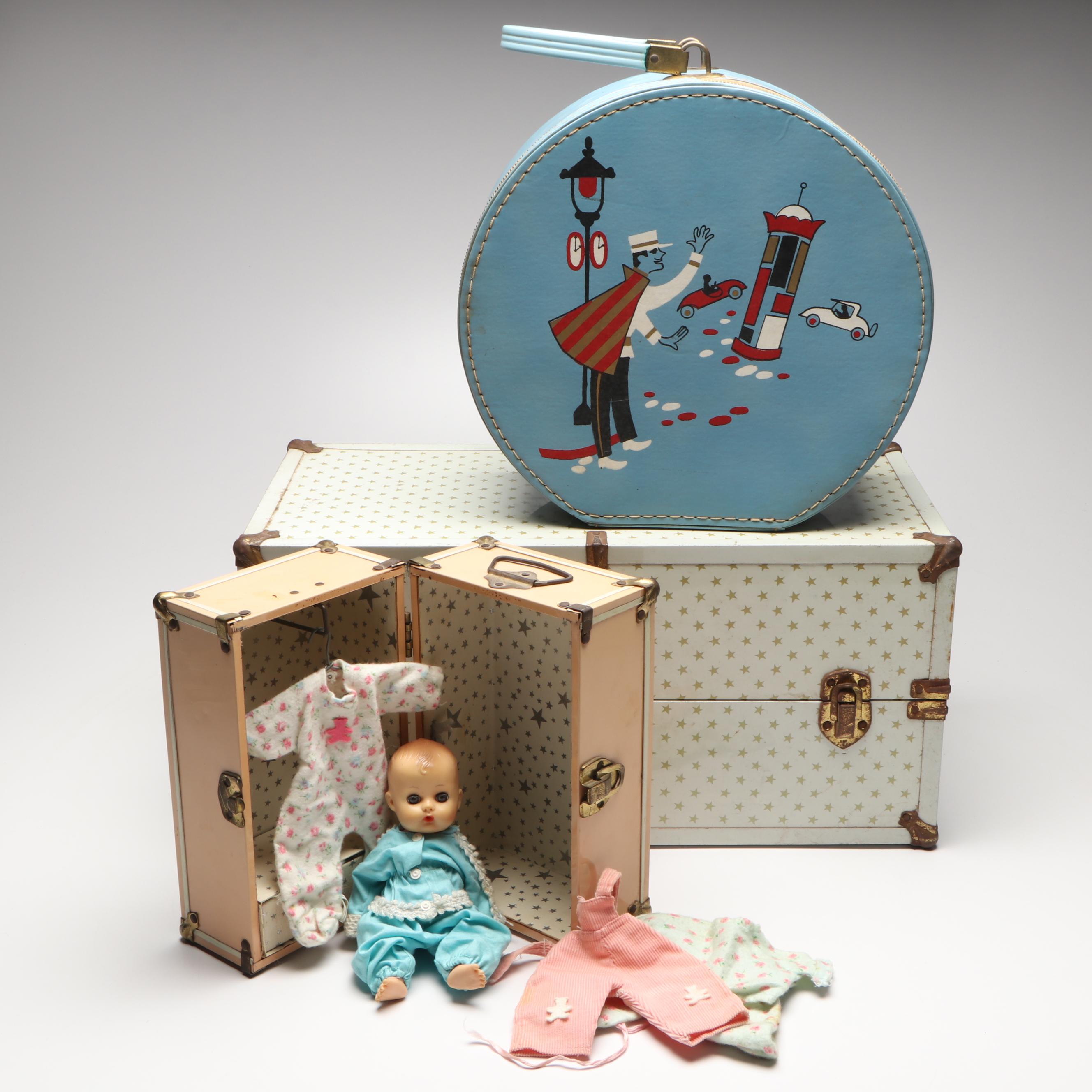 Vogue Dolls "Drink and Wet" Baby Doll with Storage Cases, Mid-20th Century