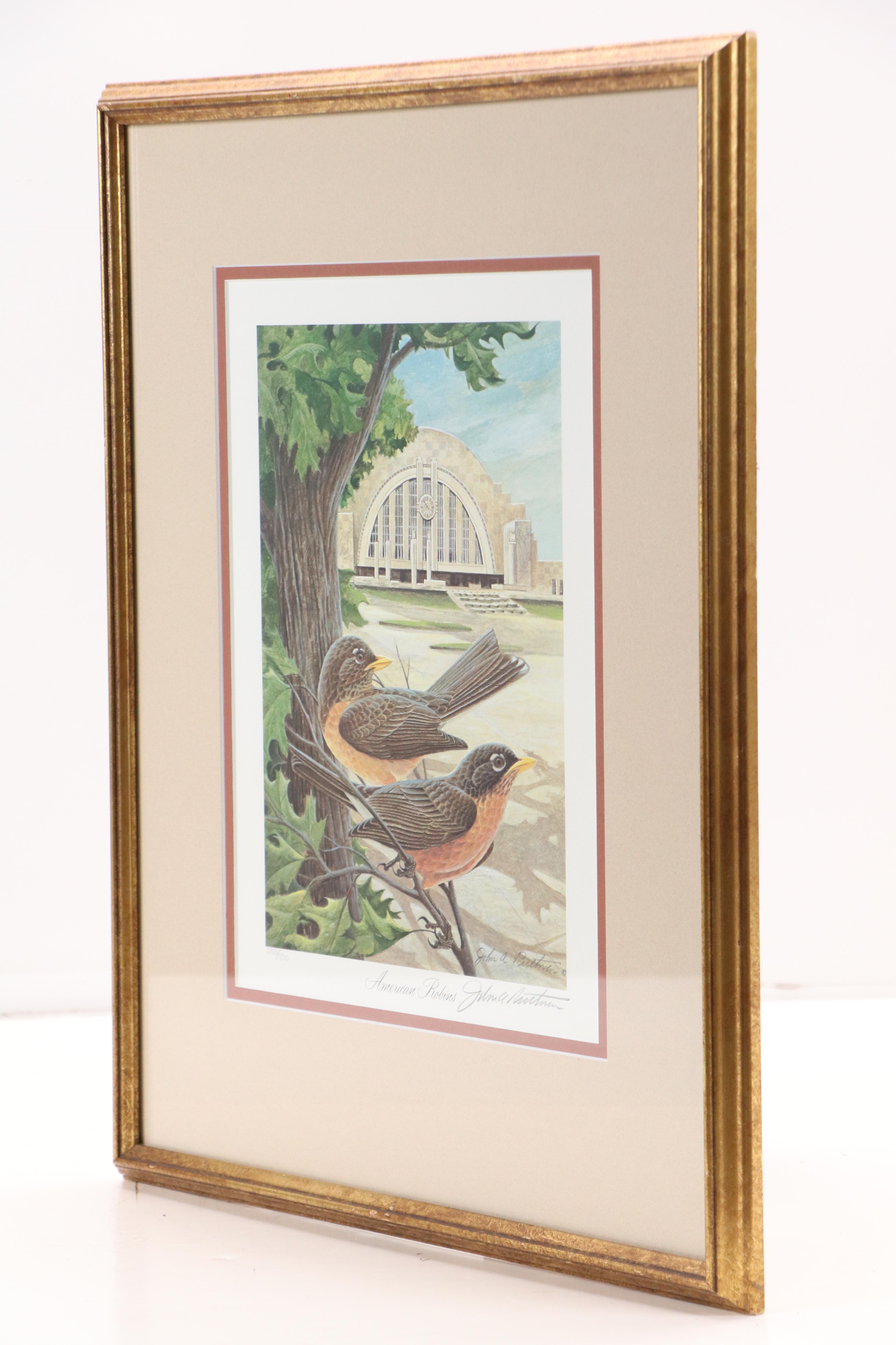 John A. Ruthven Offset Lithograph "American Robins," Late 20th Century