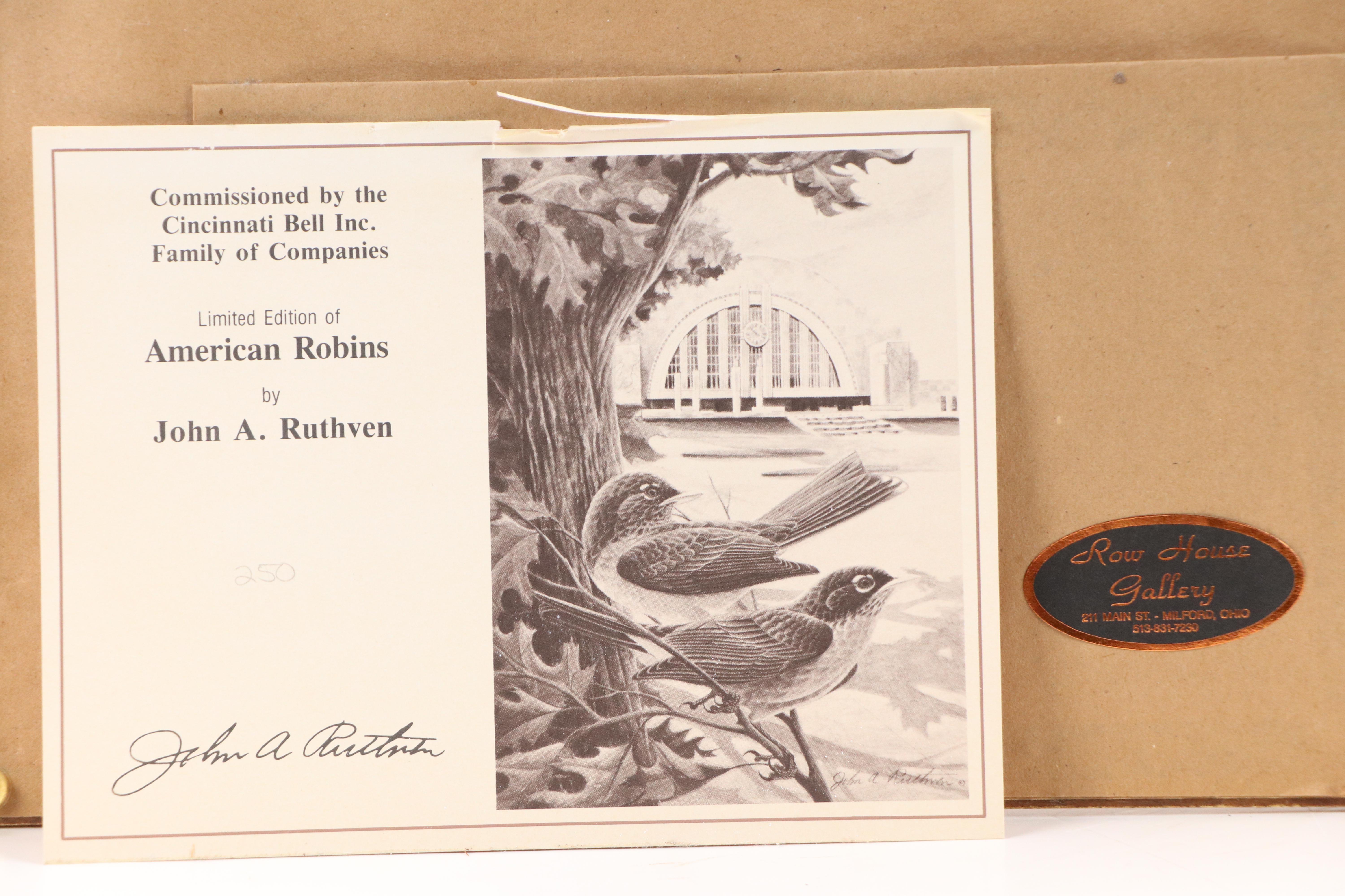 John A. Ruthven Offset Lithograph "American Robins," Late 20th Century