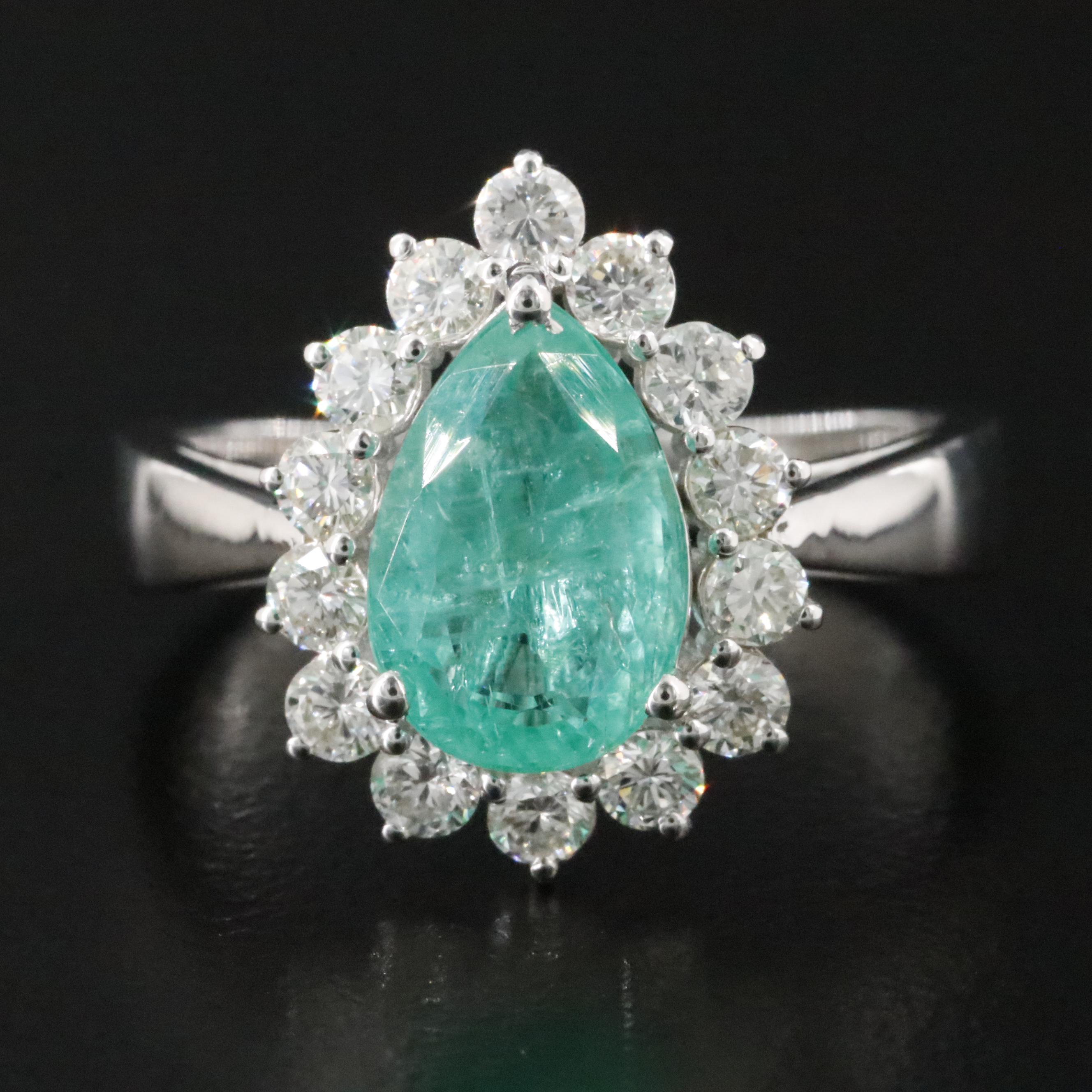 18K 1.71 CT Emerald and Diamond Ring
