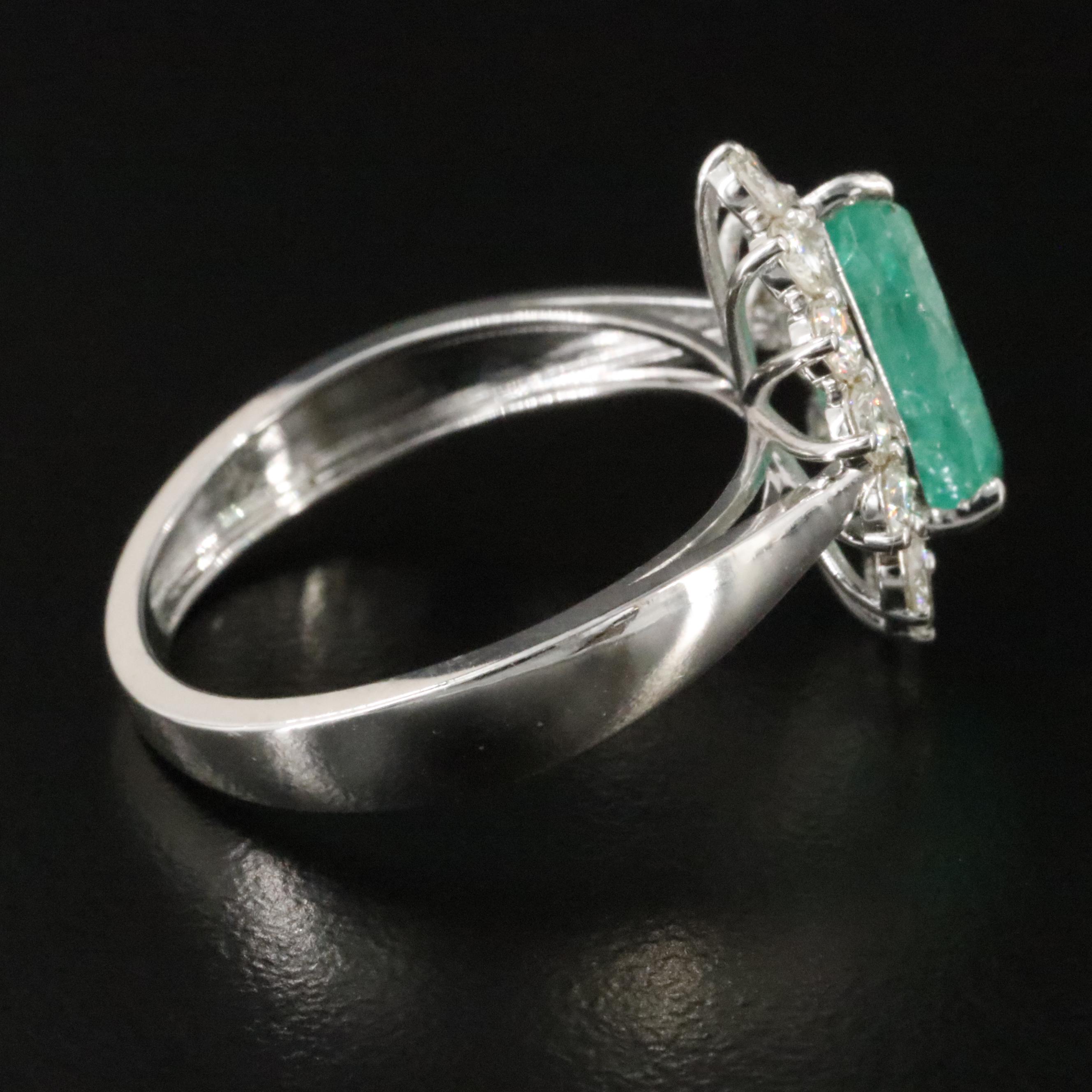 18K 1.71 CT Emerald and Diamond Ring