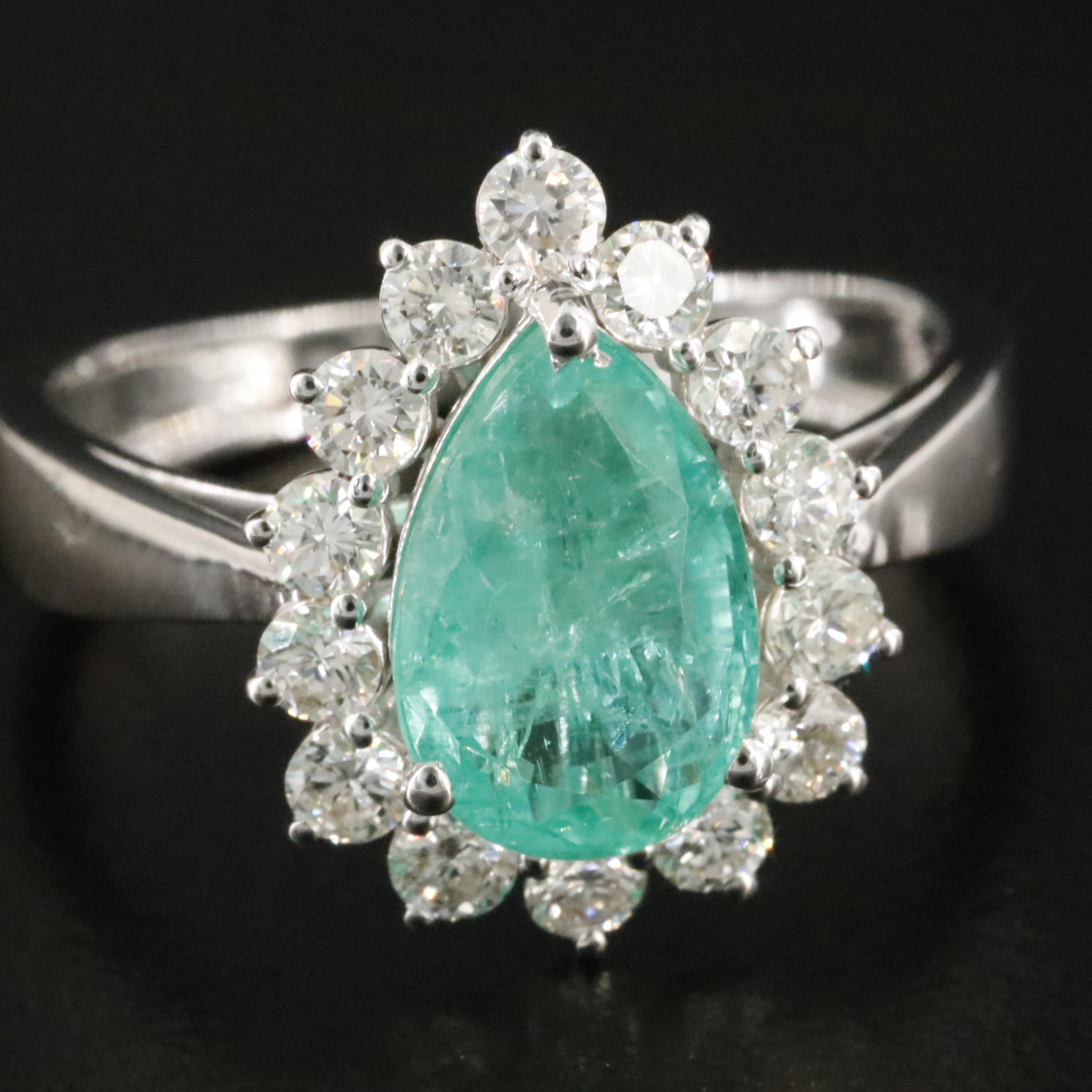 18K 1.71 CT Emerald and Diamond Ring
