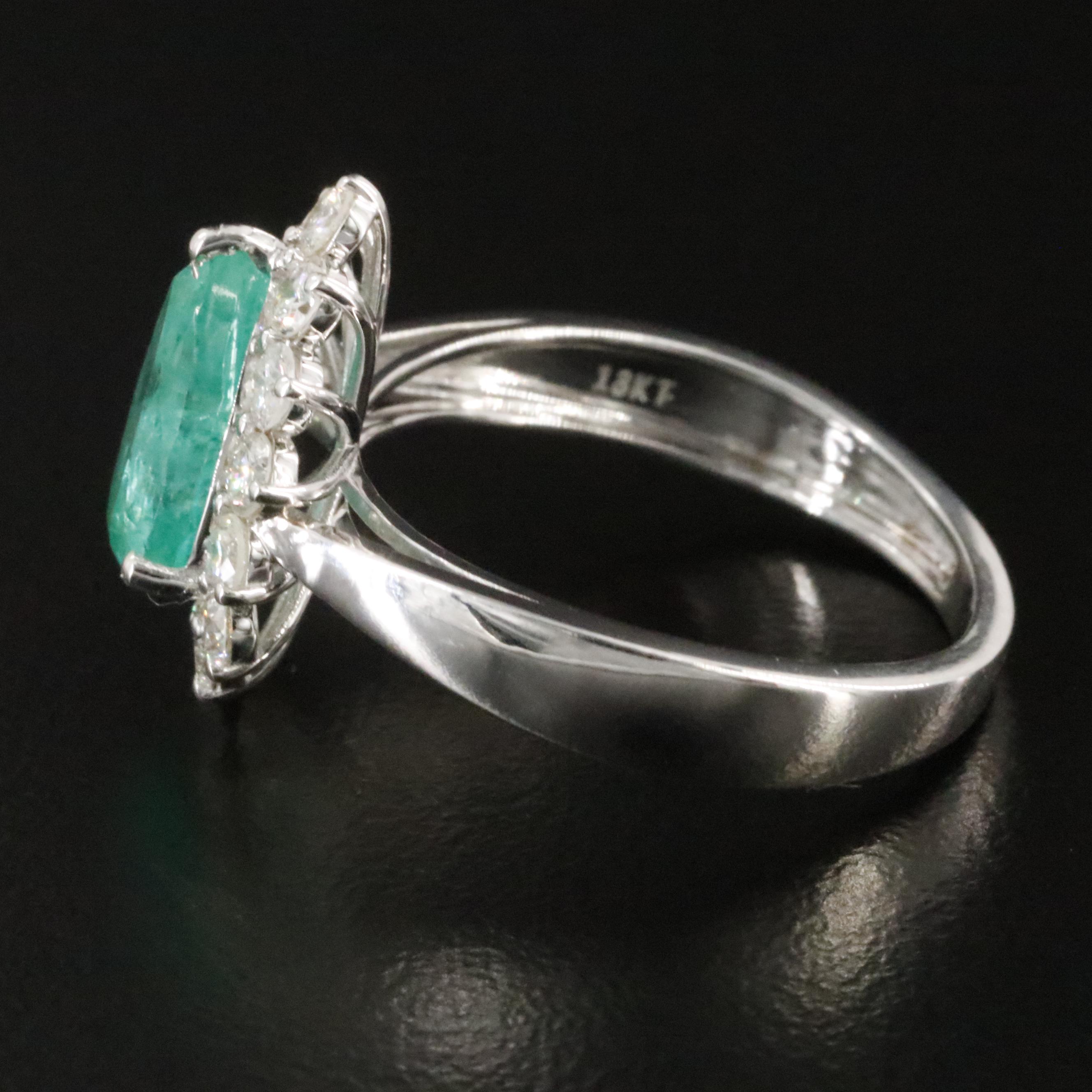 18K 1.71 CT Emerald and Diamond Ring