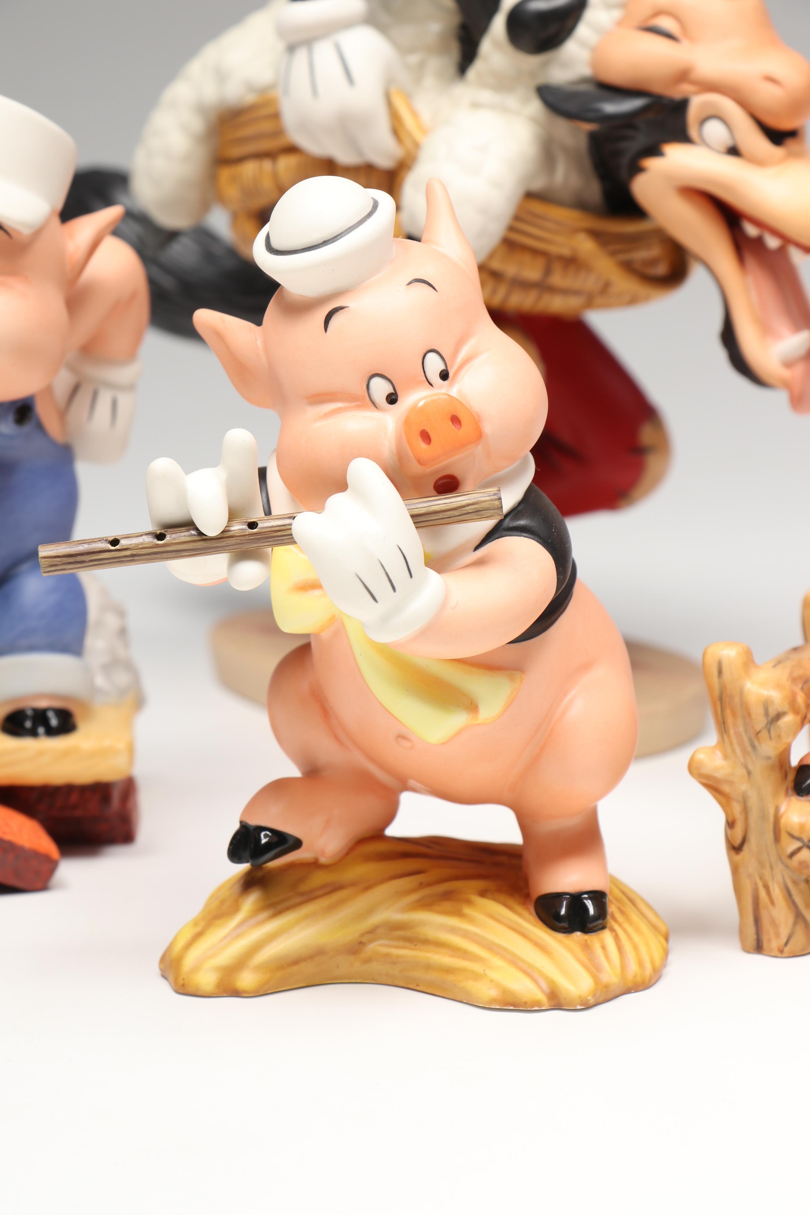 Disney "I'm a Poor Little Sheep..." and More Three Little Pigs Porcelain Figures
