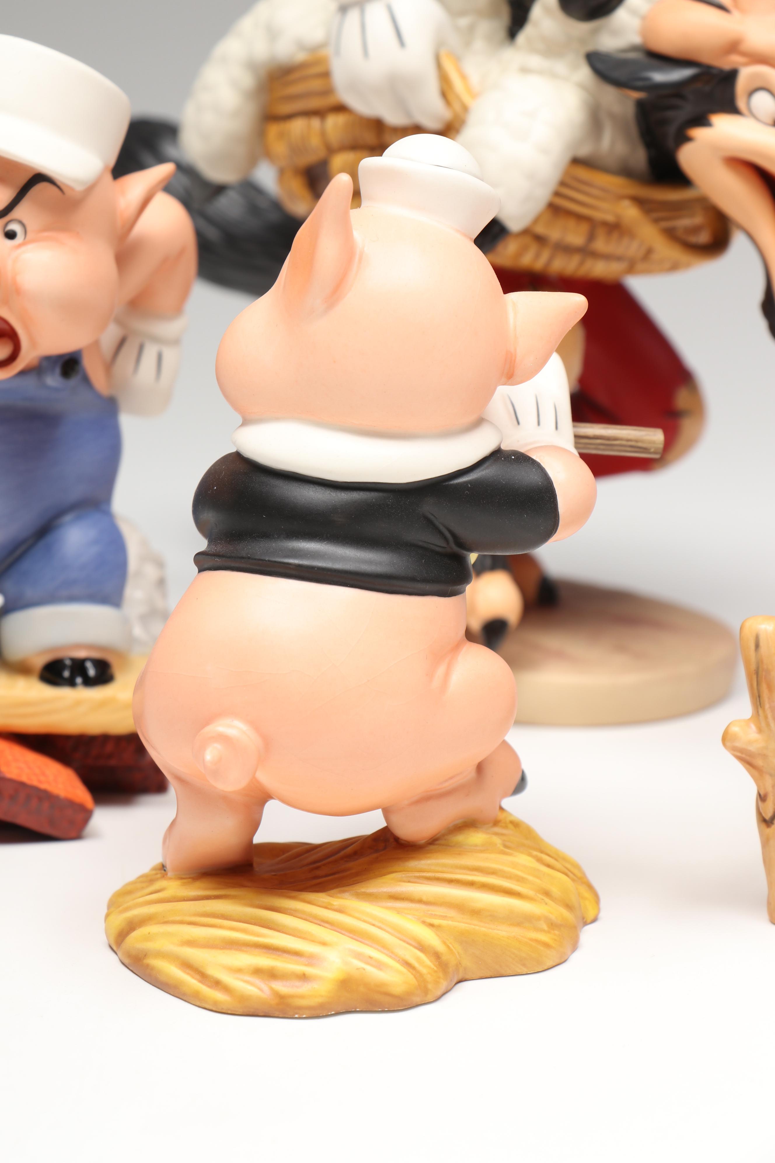 Disney "I'm a Poor Little Sheep..." and More Three Little Pigs Porcelain Figures
