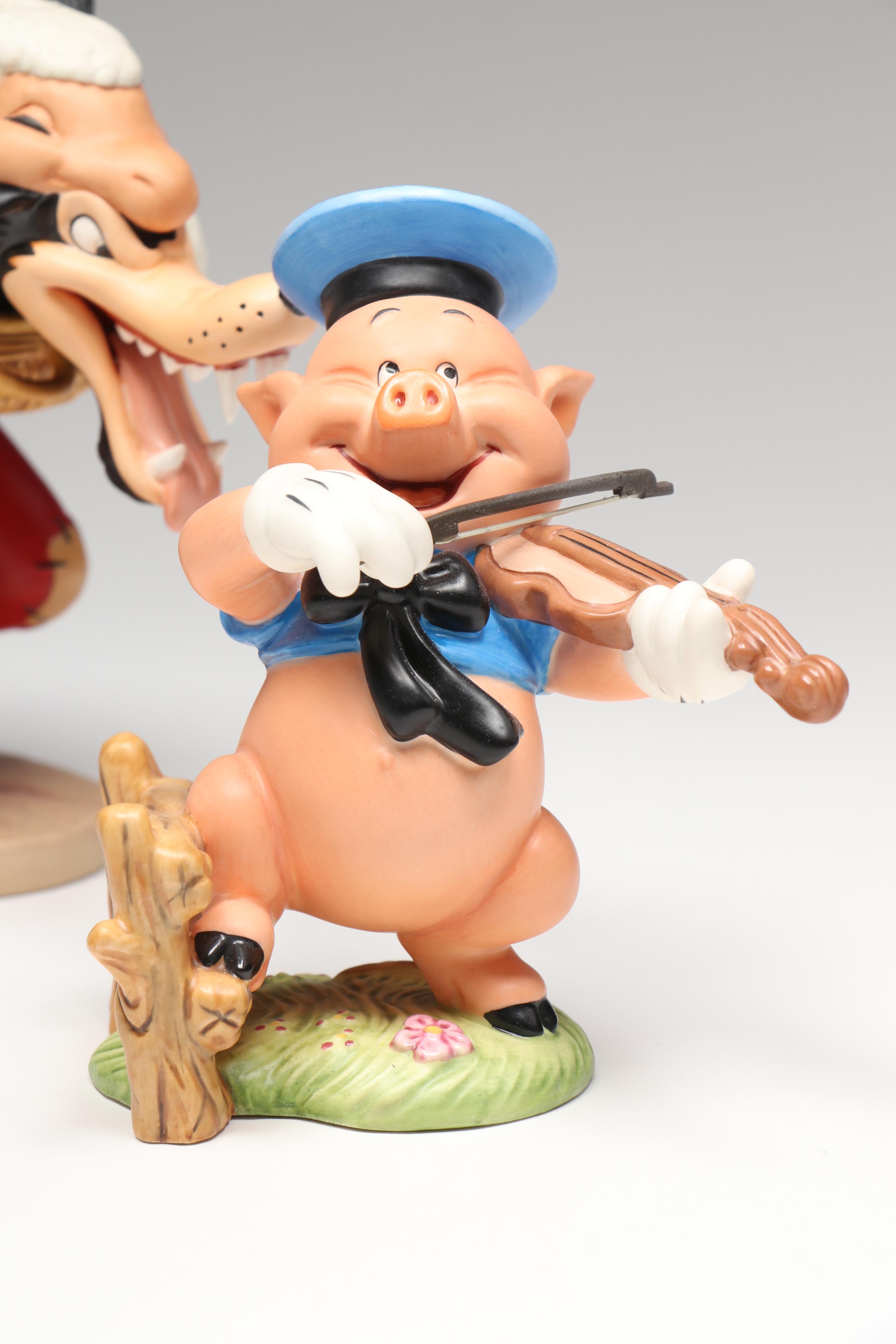 Disney "I'm a Poor Little Sheep..." and More Three Little Pigs Porcelain Figures