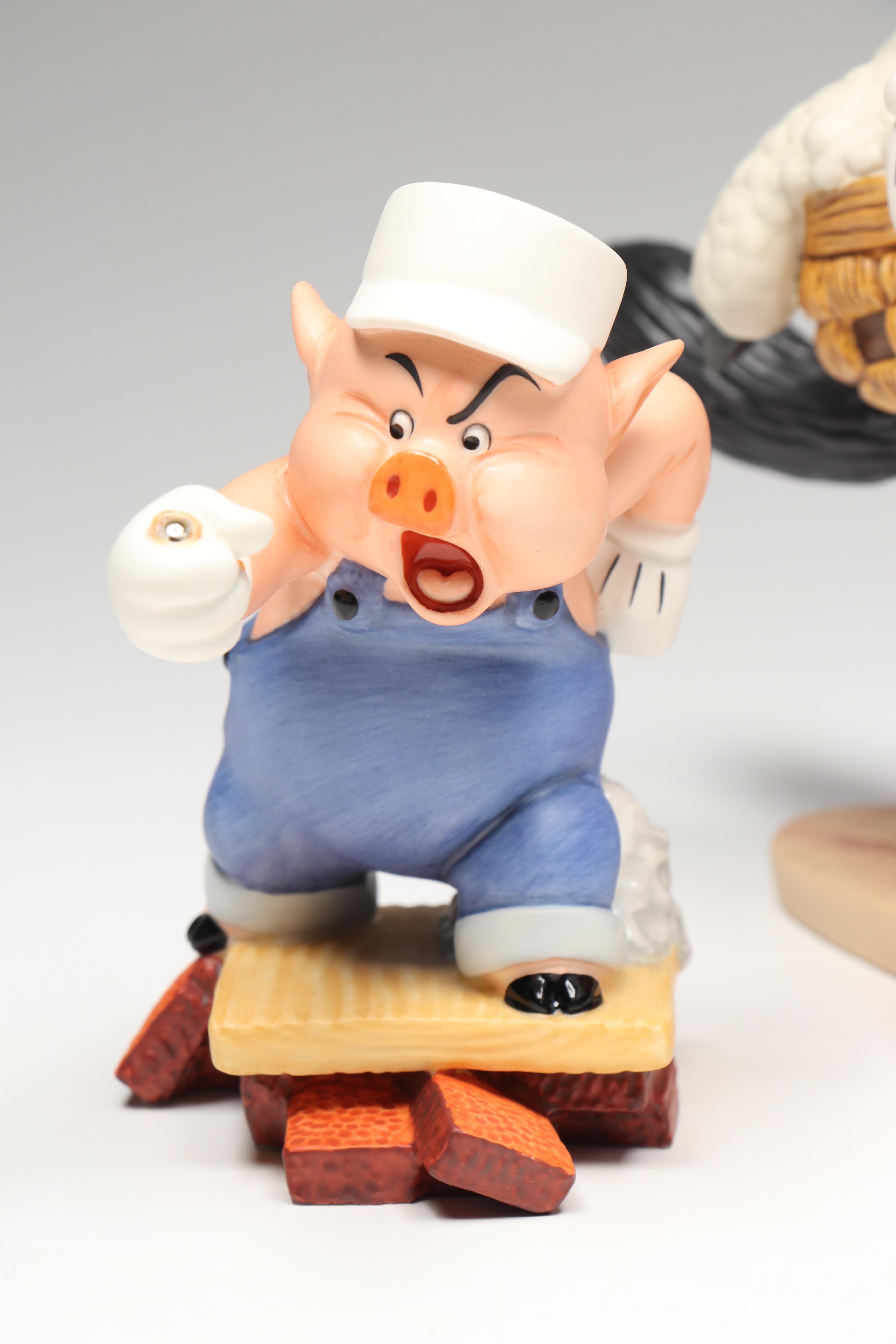 Disney "I'm a Poor Little Sheep..." and More Three Little Pigs Porcelain Figures
