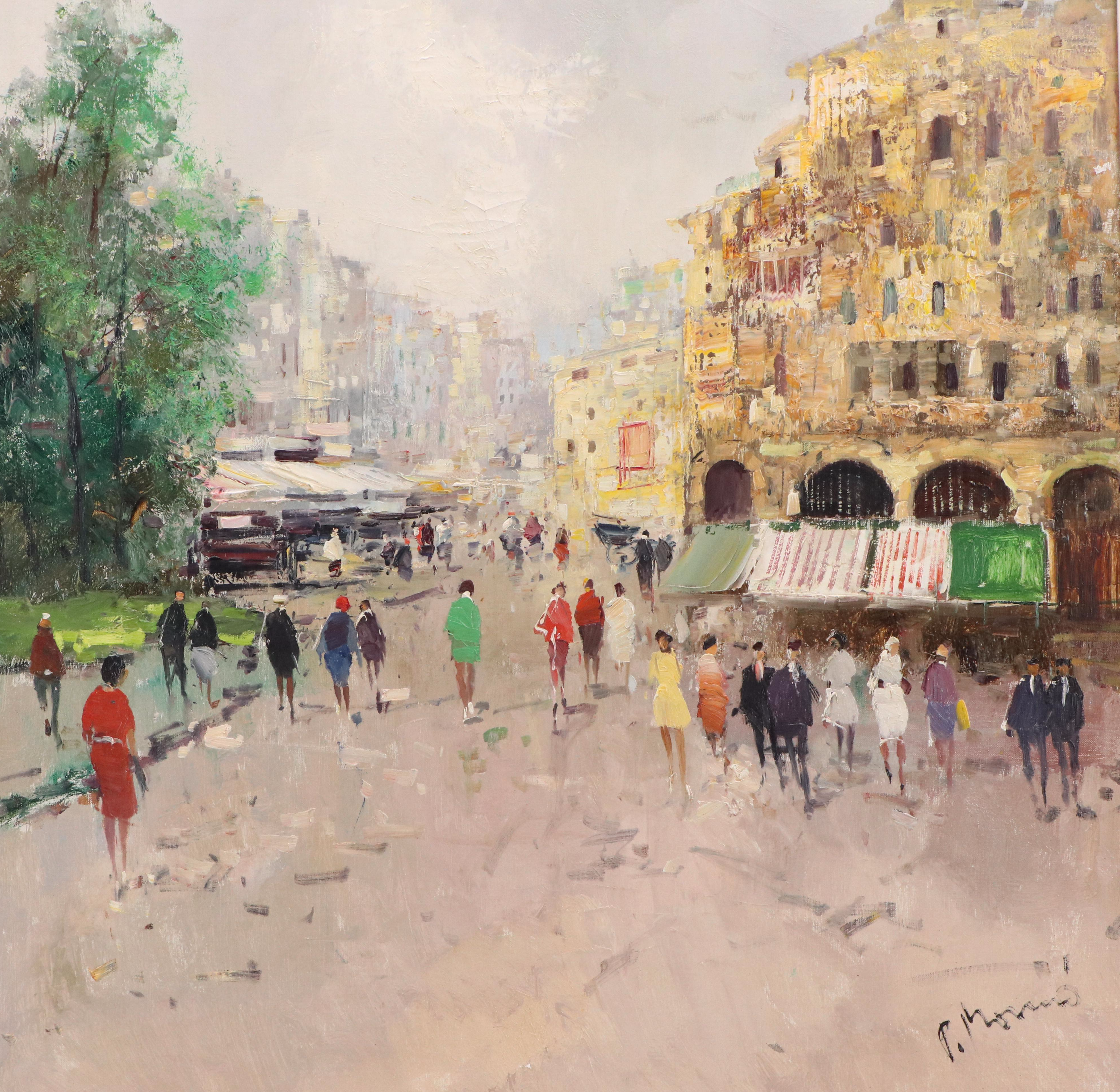 Ingfried Paul Morro-Henz Impressionistic Oil Painting of European Street Scene