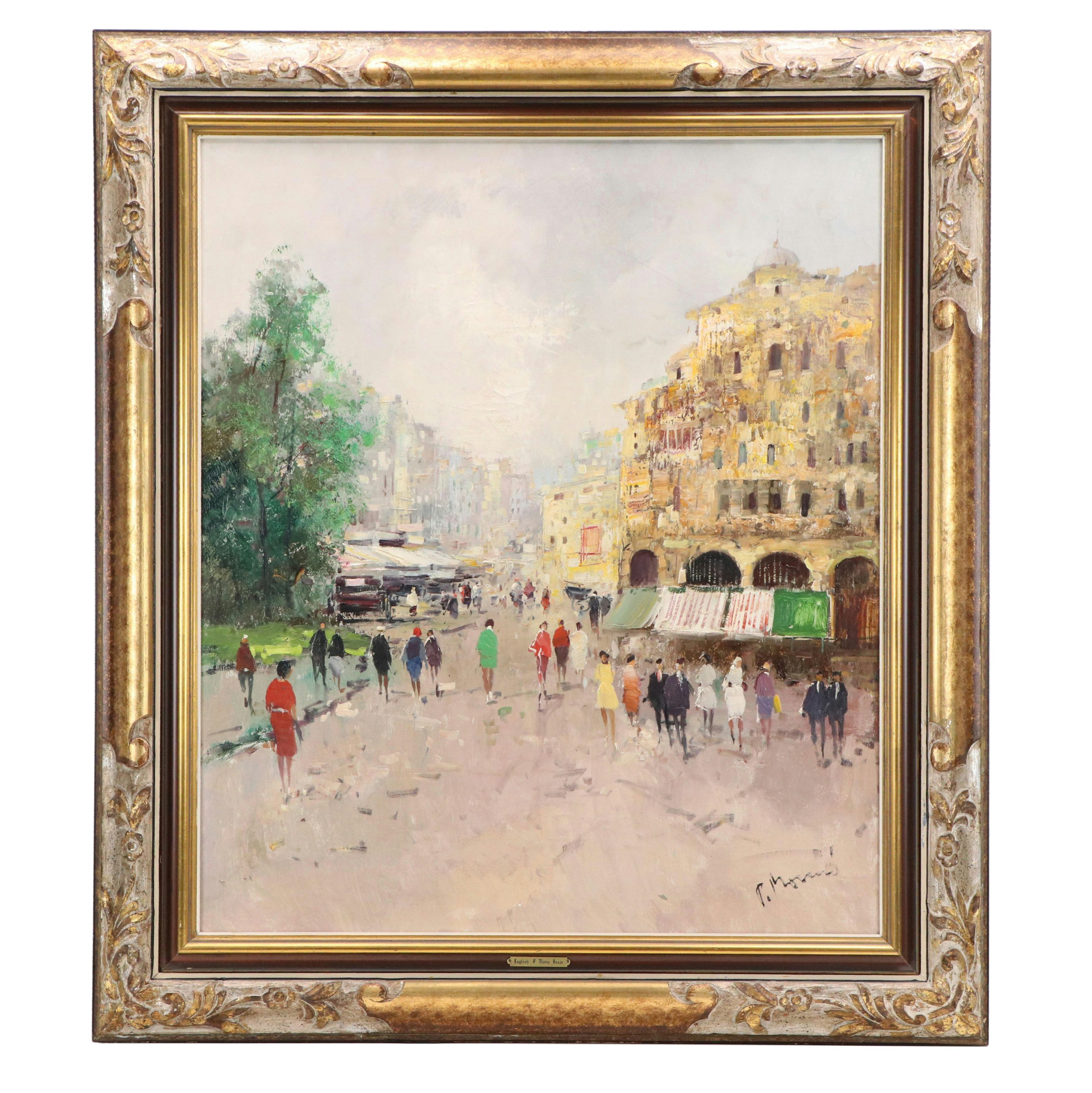 Ingfried Paul Morro-Henz Impressionistic Oil Painting of European Street Scene