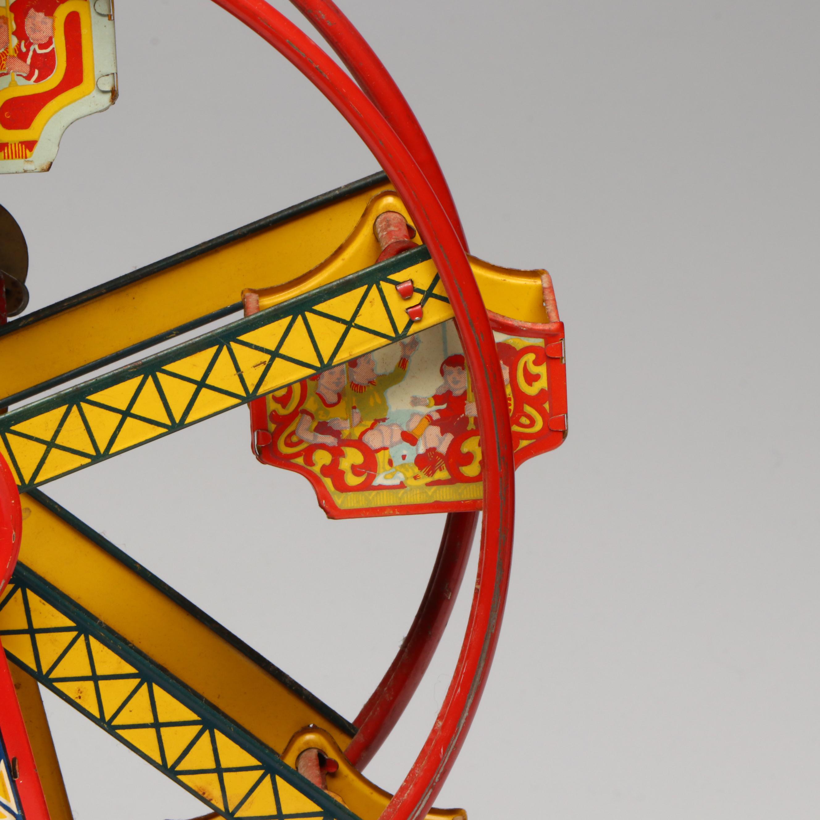 J. Chein & Company Polychrome Metal Ferris Wheel, Early to Mid-20th C.