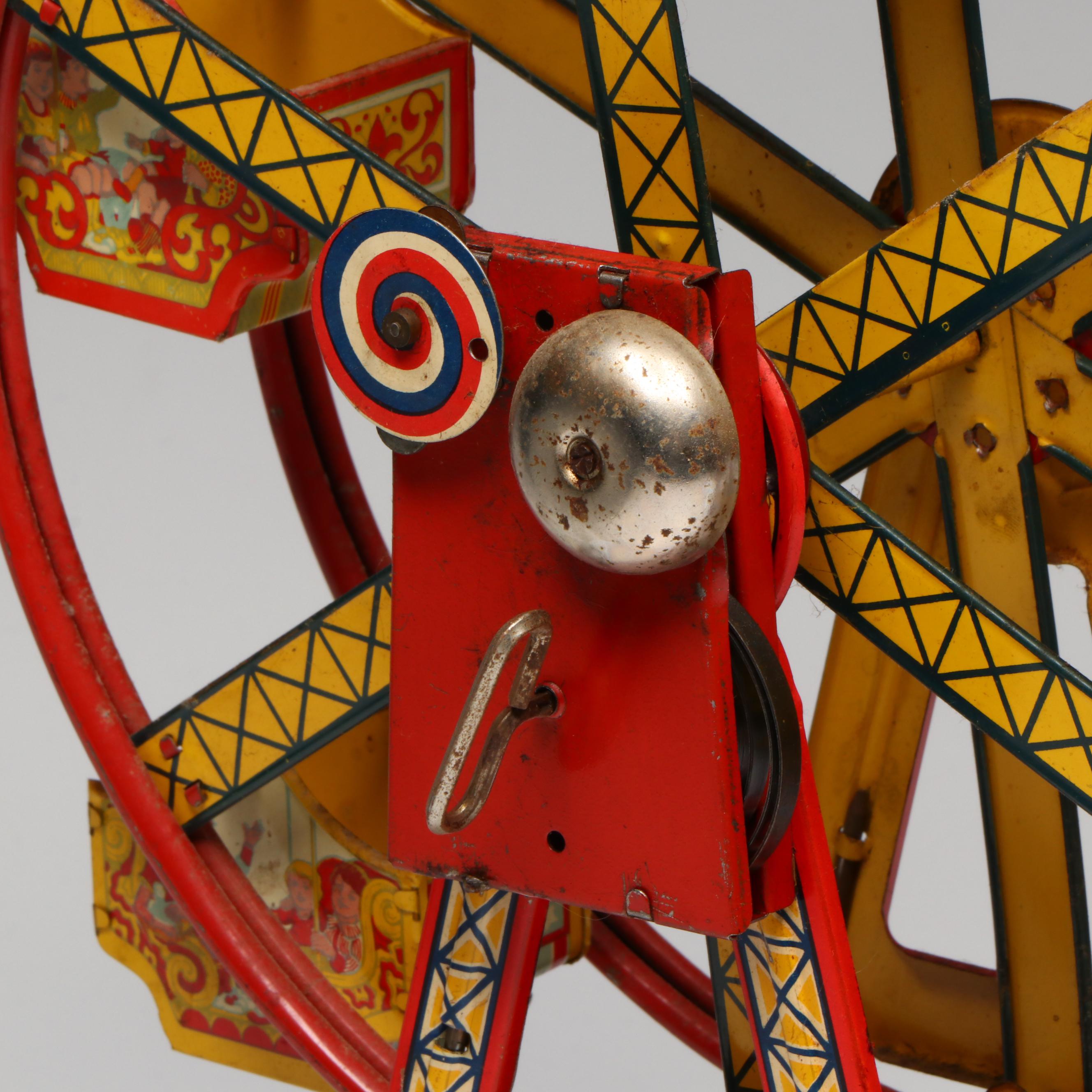 J. Chein & Company Polychrome Metal Ferris Wheel, Early to Mid-20th C.