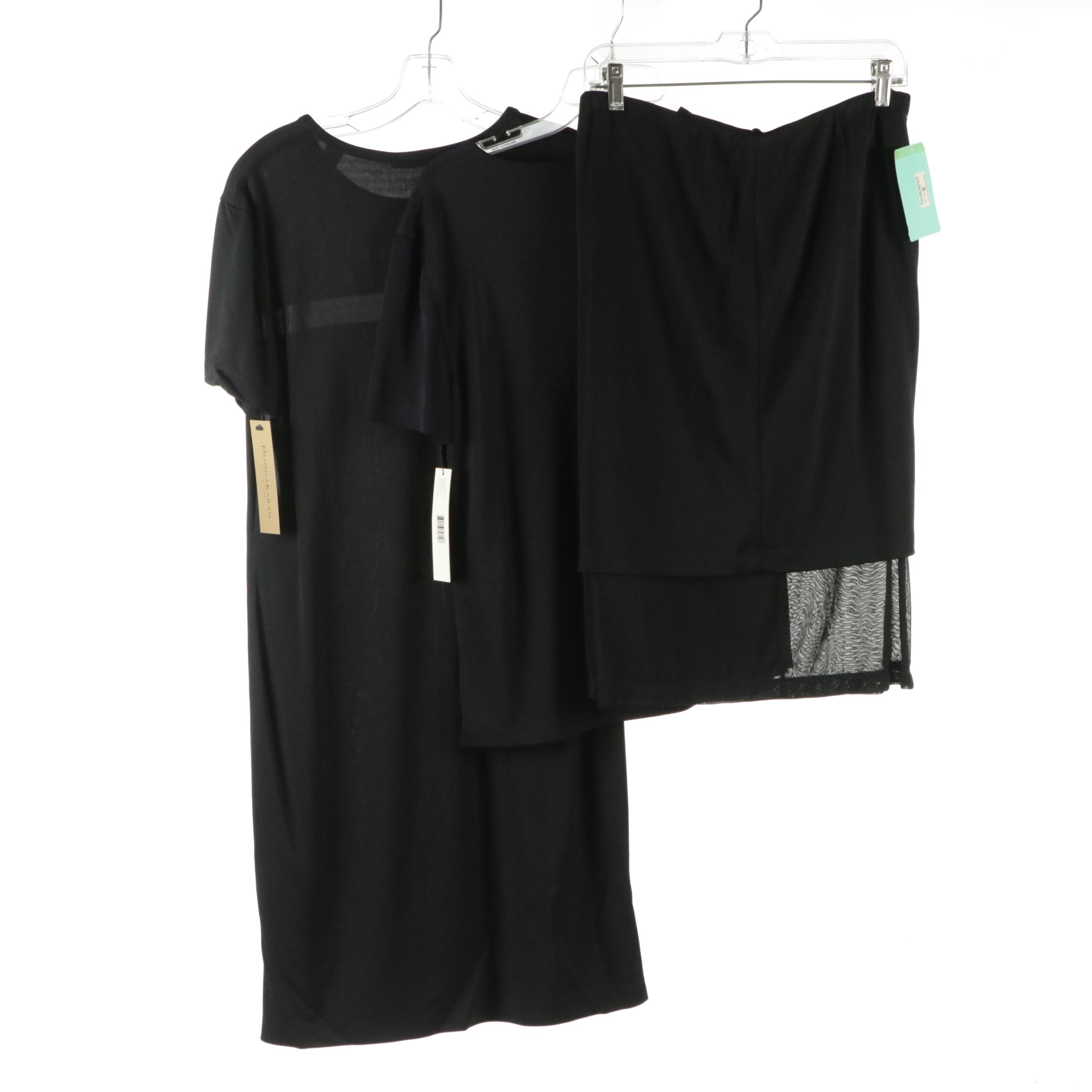 Donna Karan Signature Black Shift Dress, Short Sleeve Top, and Skirt with Tags