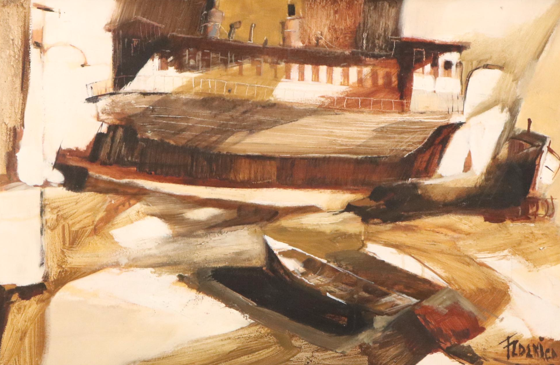 Frank Federico Oil Painting "Sausalito Steamer," circa 1960s