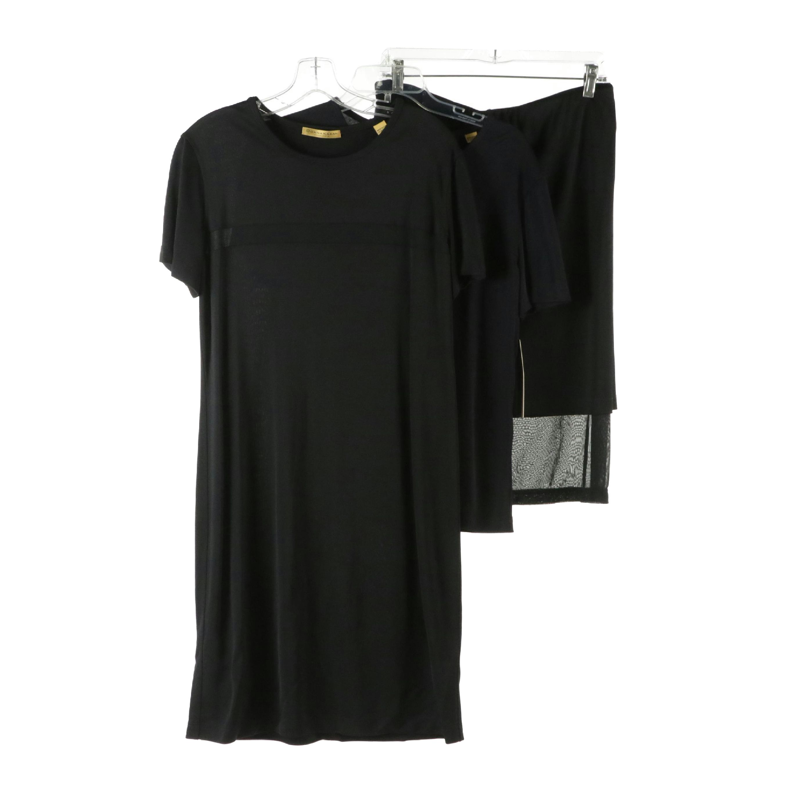 Donna Karan Signature Black Shift Dress, Short Sleeve Top, and Skirt with Tags