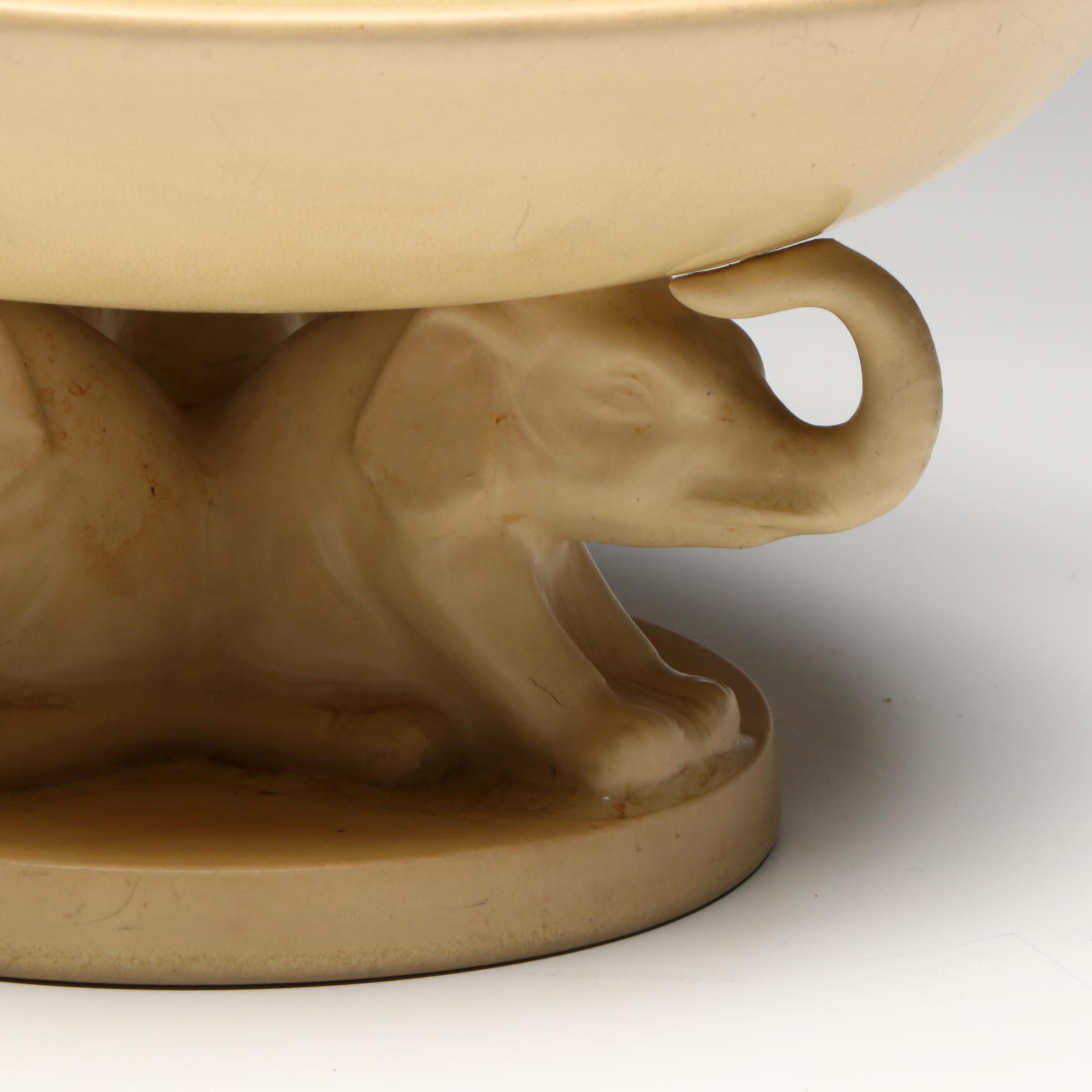 Rookwood Pottery Elephant Pedestal Console Bowl, 1929