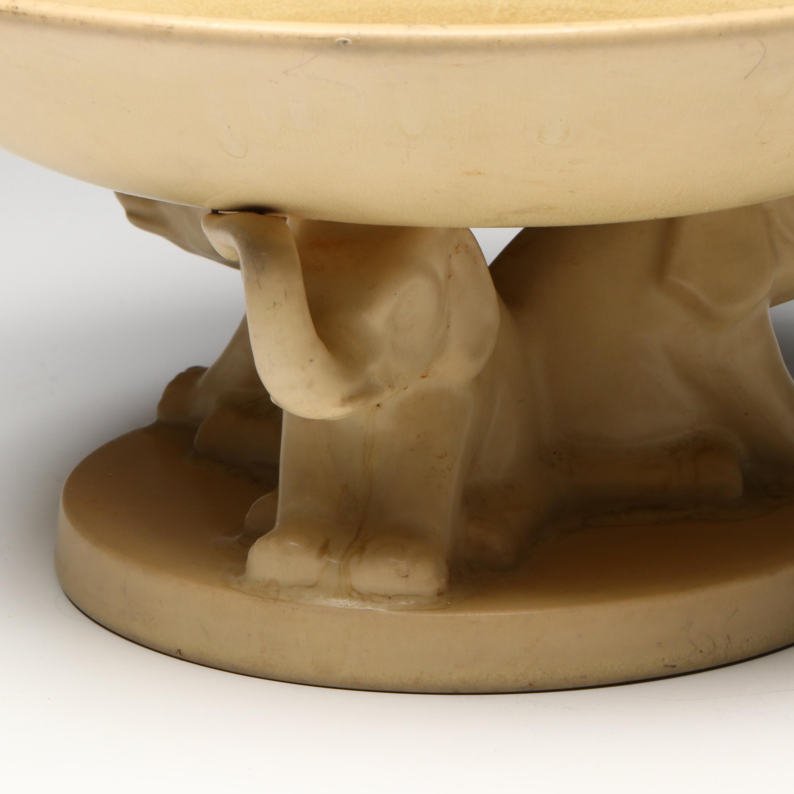 Rookwood Pottery Elephant Pedestal Console Bowl, 1929