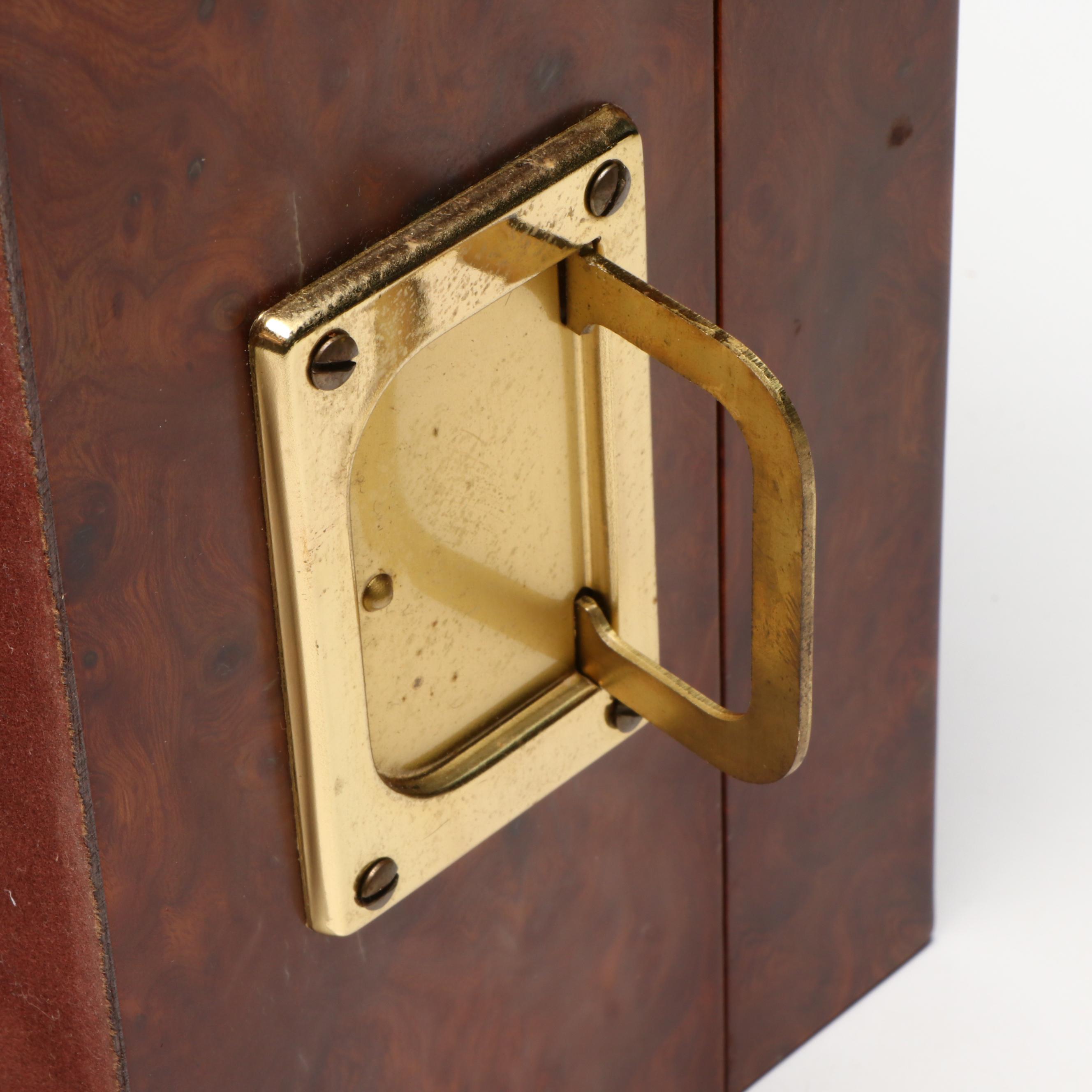 Horchow Campaign Style Italian Burl Veneer Cedar Humidor