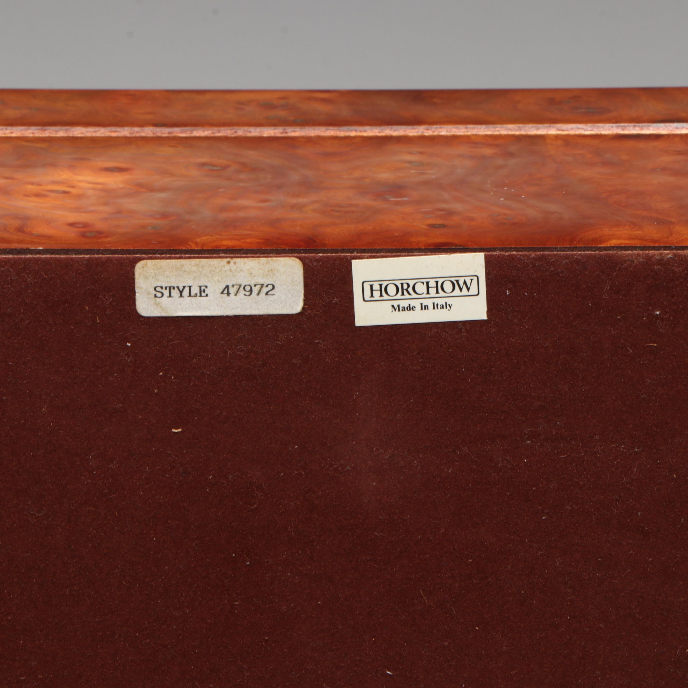 Horchow Campaign Style Italian Burl Veneer Cedar Humidor