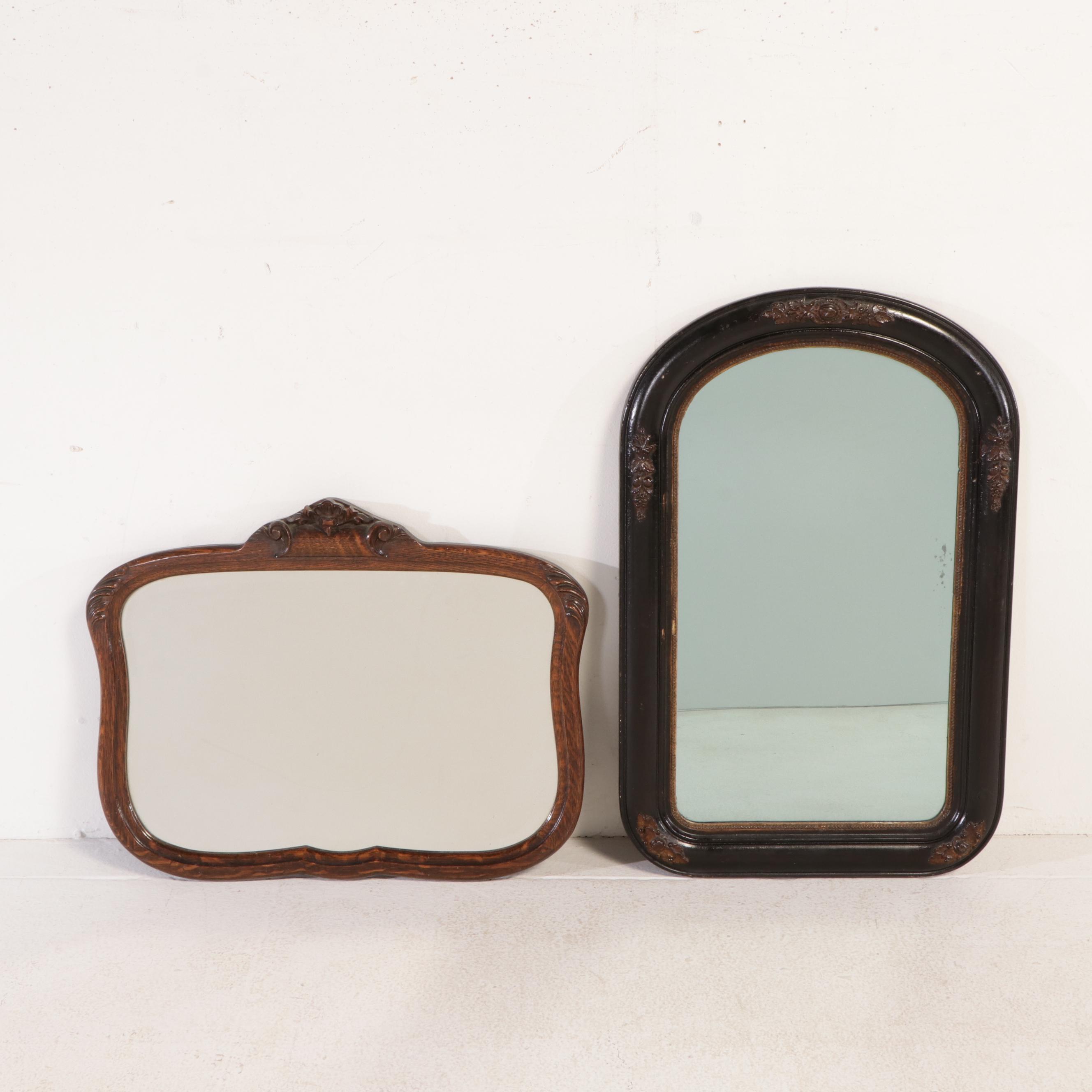 Victorian Ebonized Wood and Oak Wall Mirrors