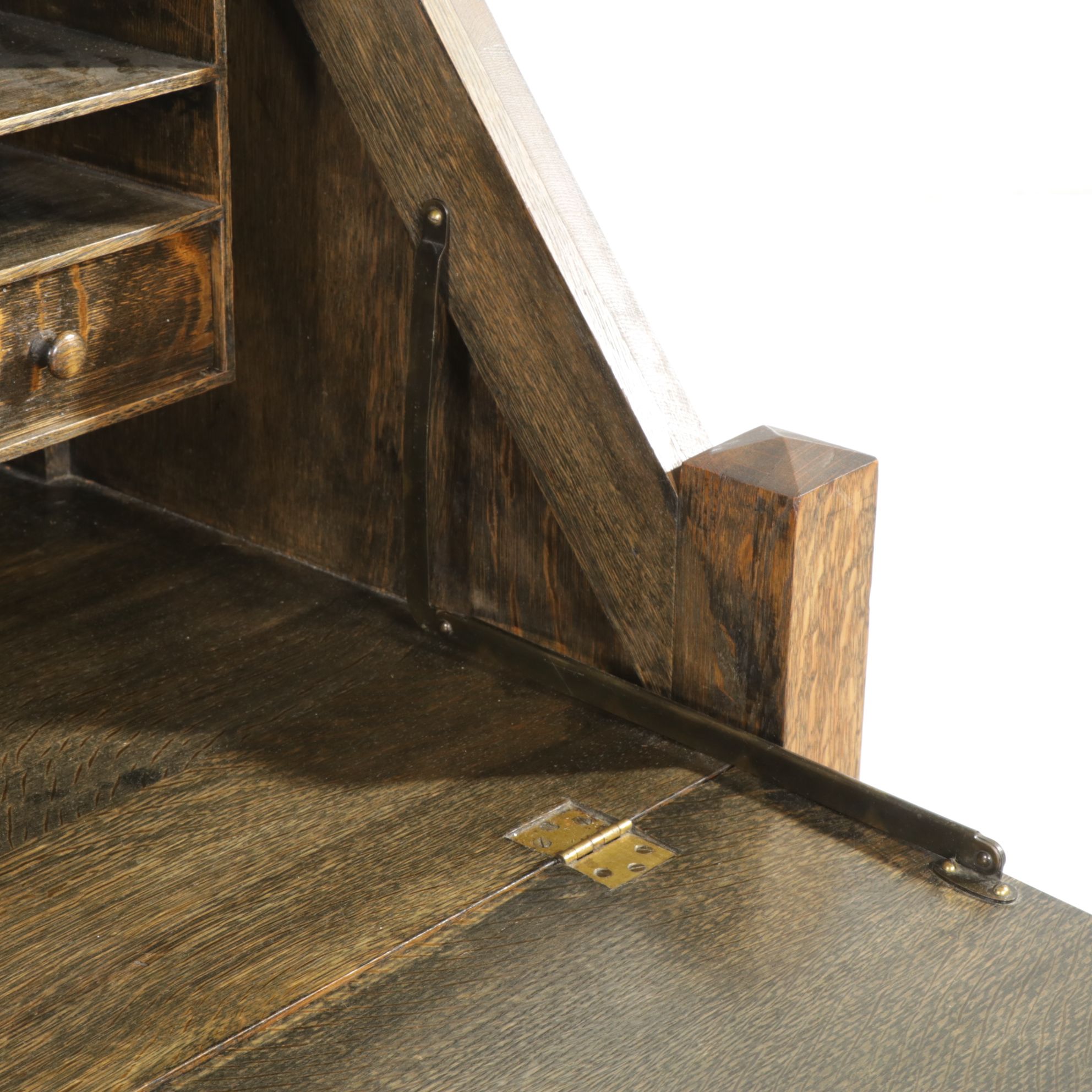 Craftsman Quartersawn Oak Fall-Front Desk, Early 20th Century