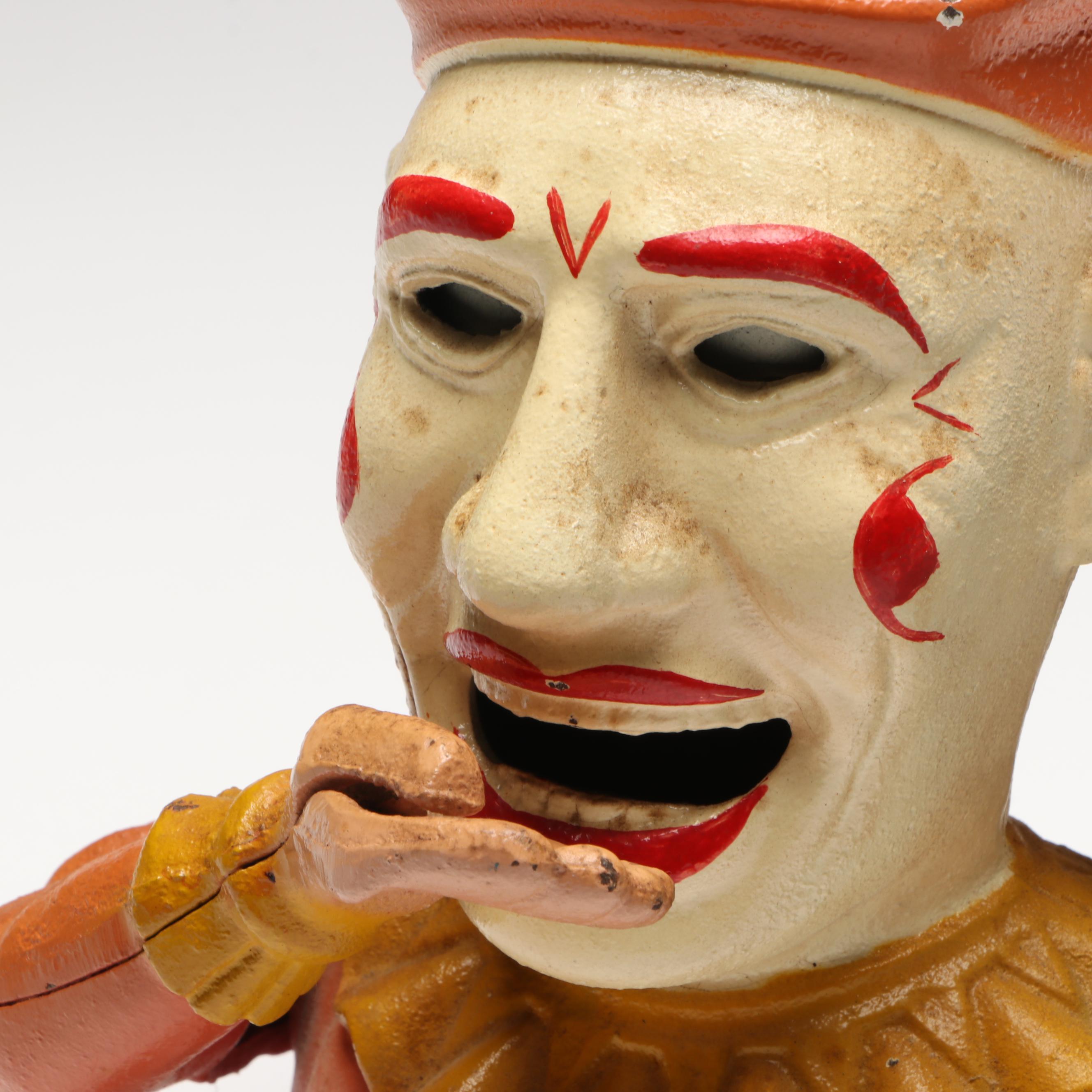 Polychrome "Humpty Dumpty Clown" Cast Iron Reproduction Mechanical Bank