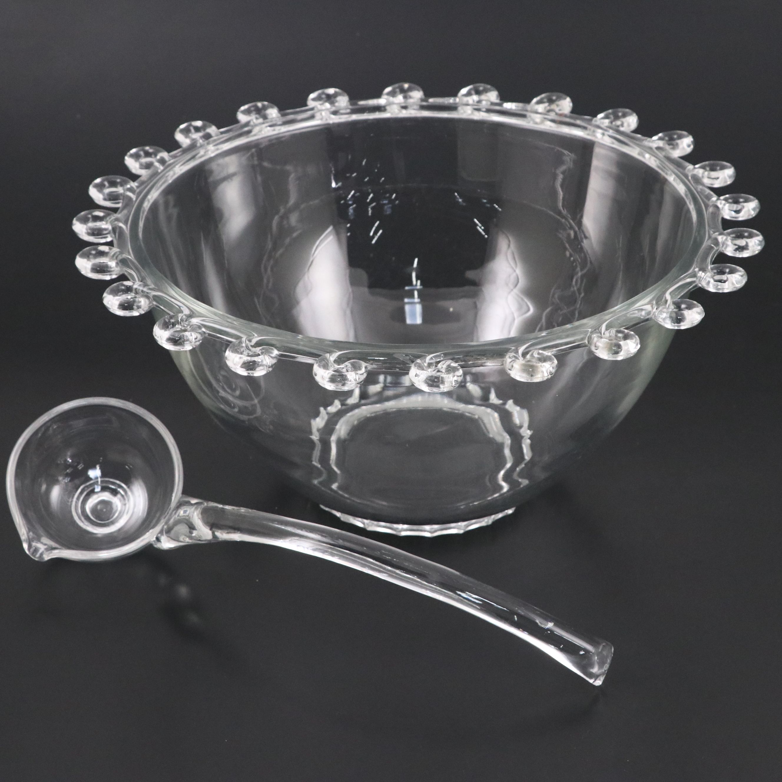 Heisey "Lariat" Blown Punch Bowl Set with Tray and Ladle,  1942 - 1957