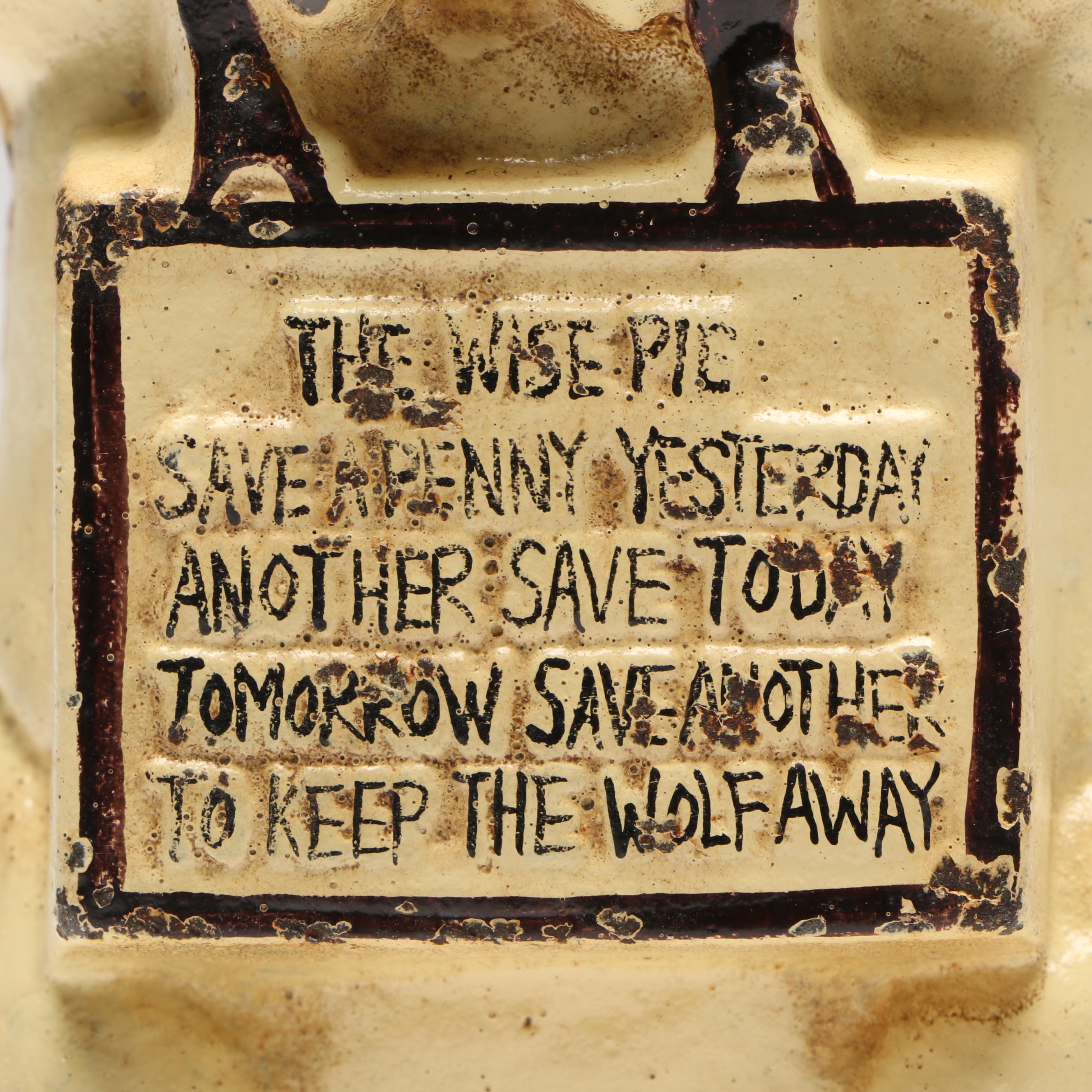 Hubley Style "Thrifty the Wise Pig" Reproduction Cast Iron Coin bank