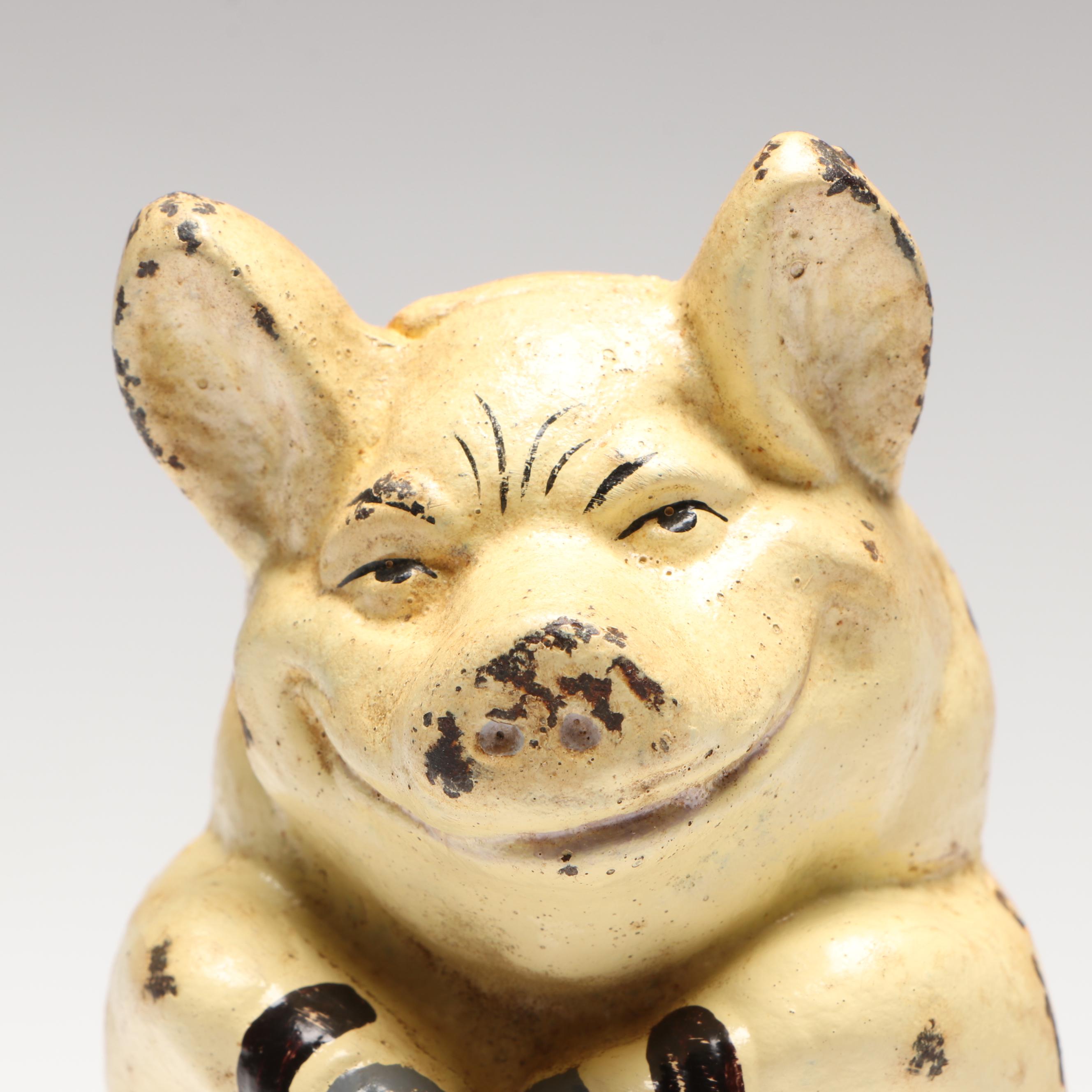 Hubley Style "Thrifty the Wise Pig" Reproduction Cast Iron Coin bank