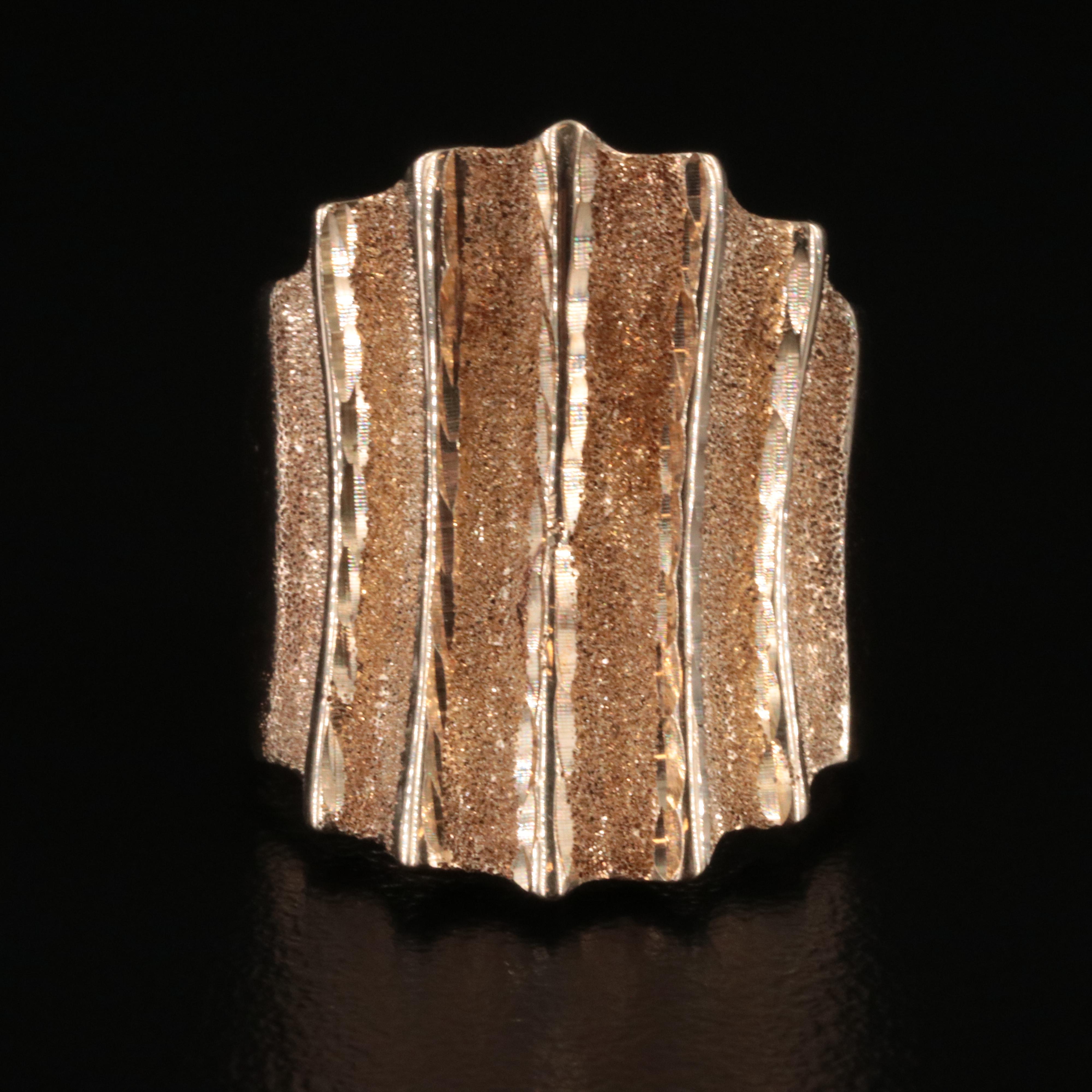 10K Fluted Ring with Diamond-Cut Design