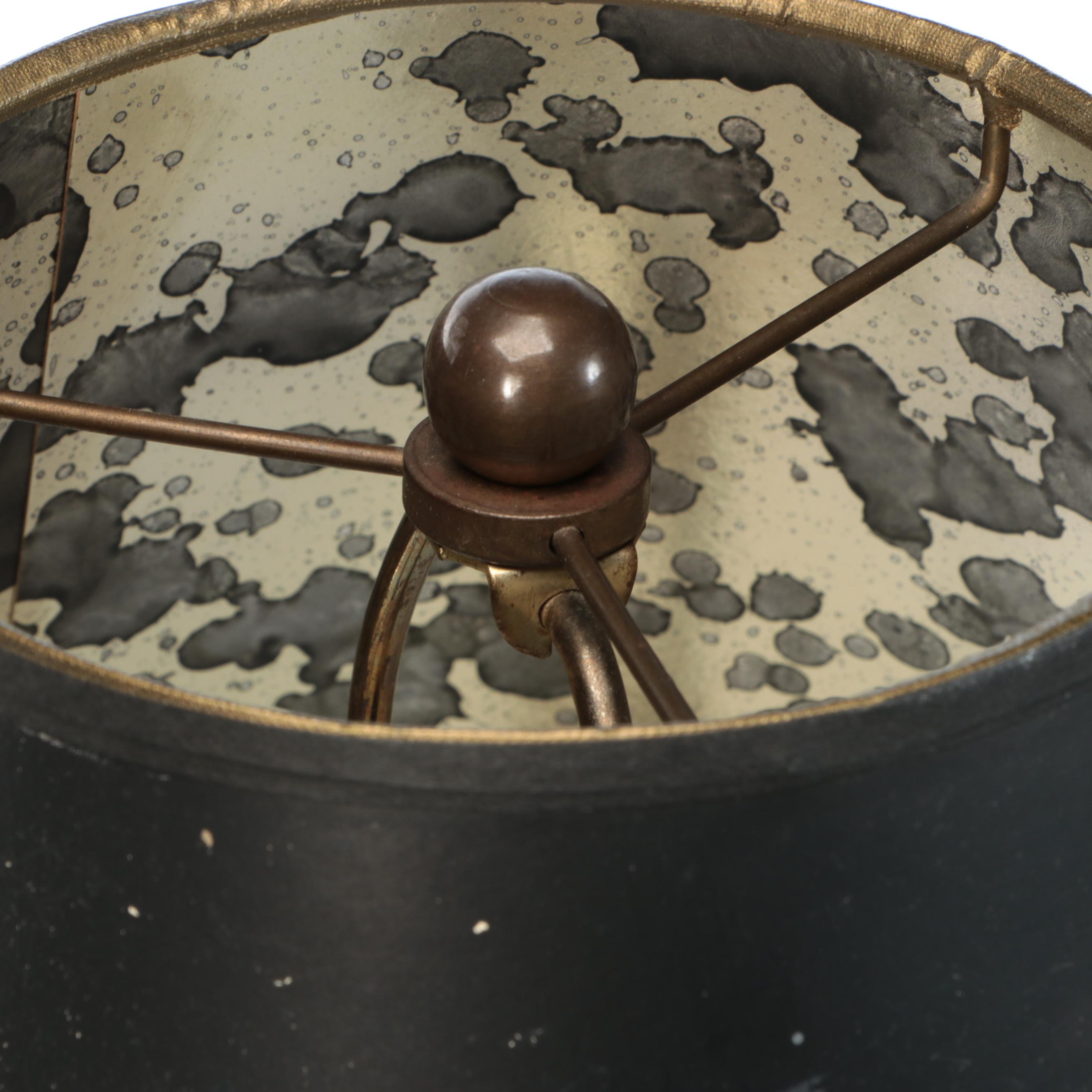 Faux Ram Horn Floor Lamp with Bell Shade