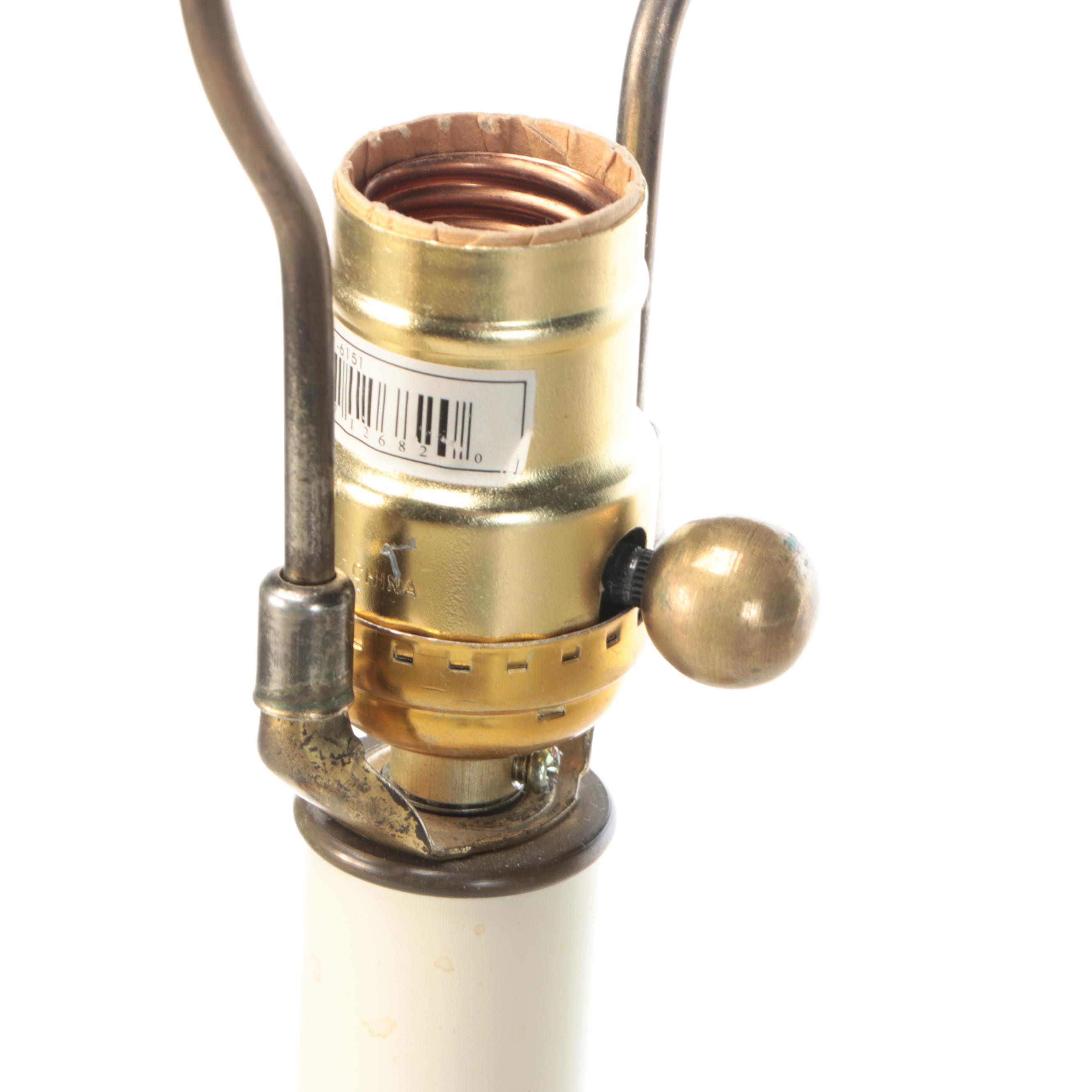 Faux Ram Horn Floor Lamp with Bell Shade