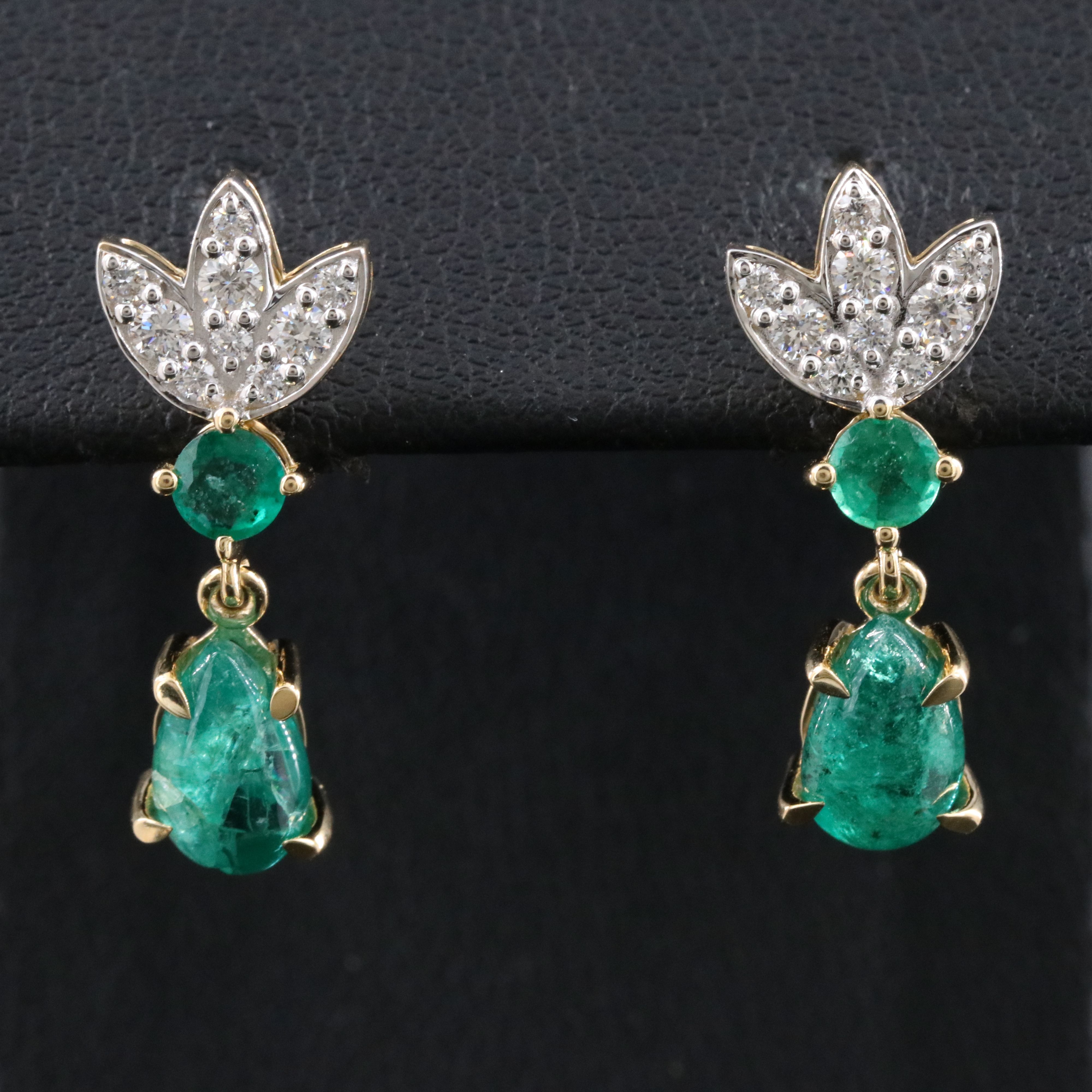 18K 2.60 CTW Emerald and Diamond Earrings