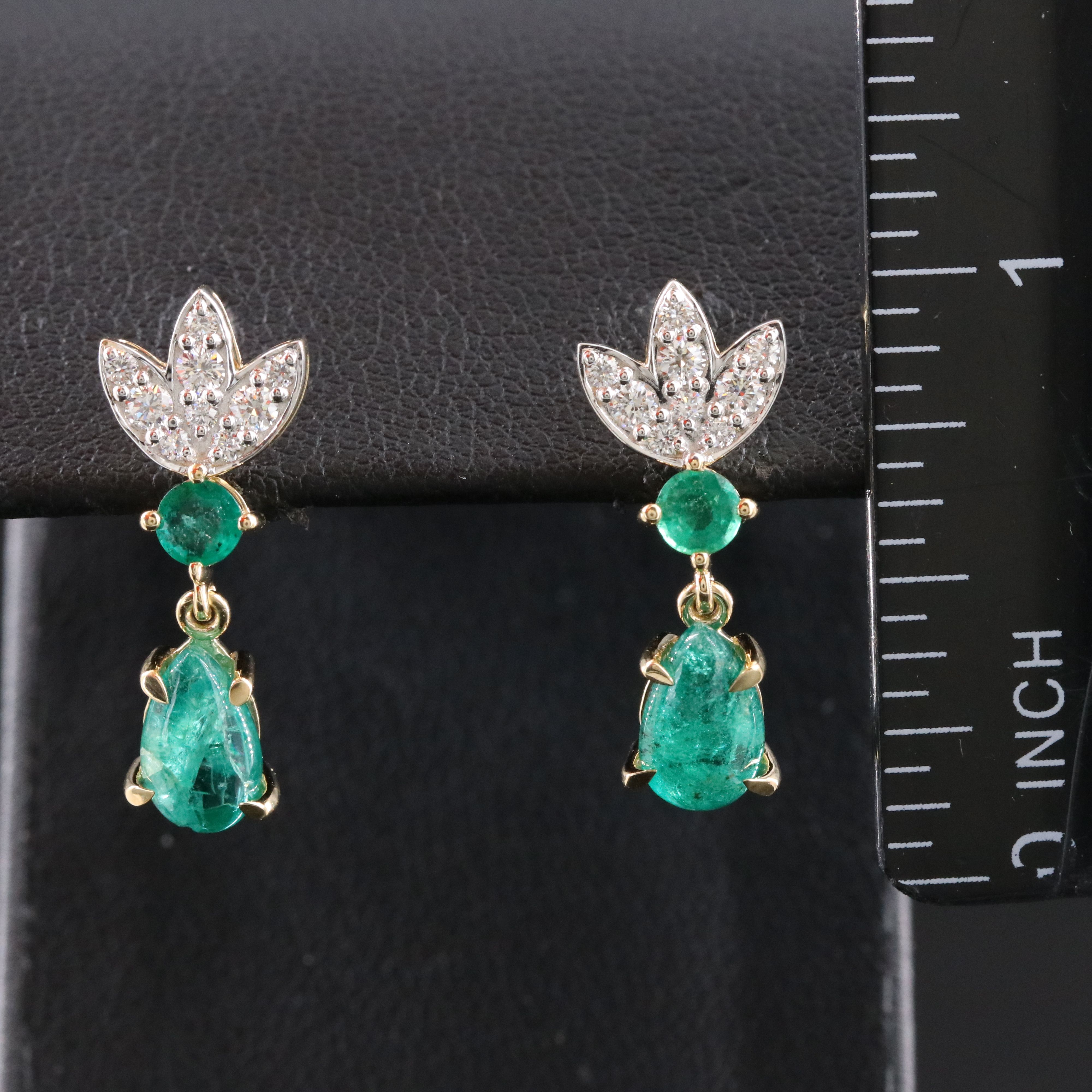 18K 2.60 CTW Emerald and Diamond Earrings