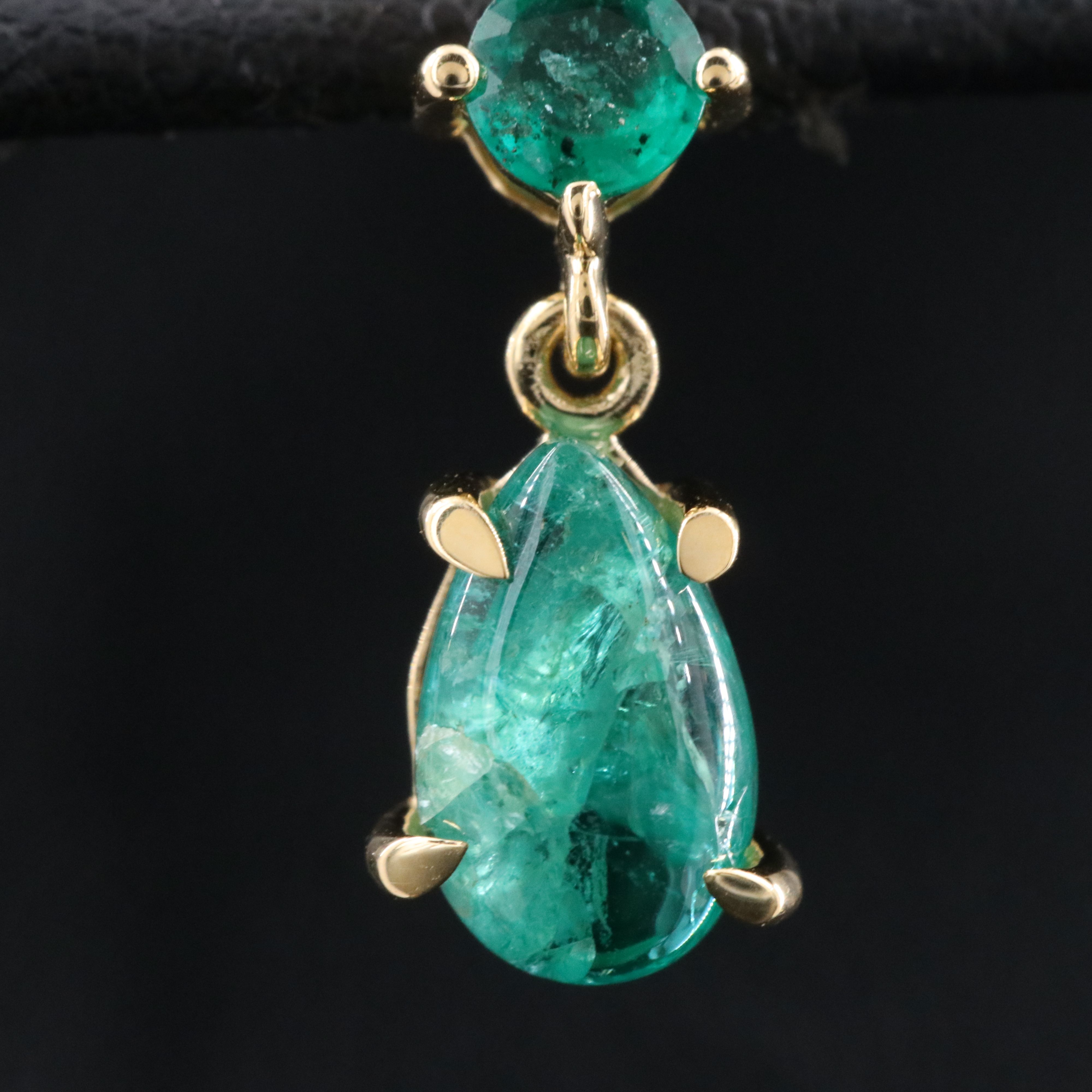 18K 2.60 CTW Emerald and Diamond Earrings