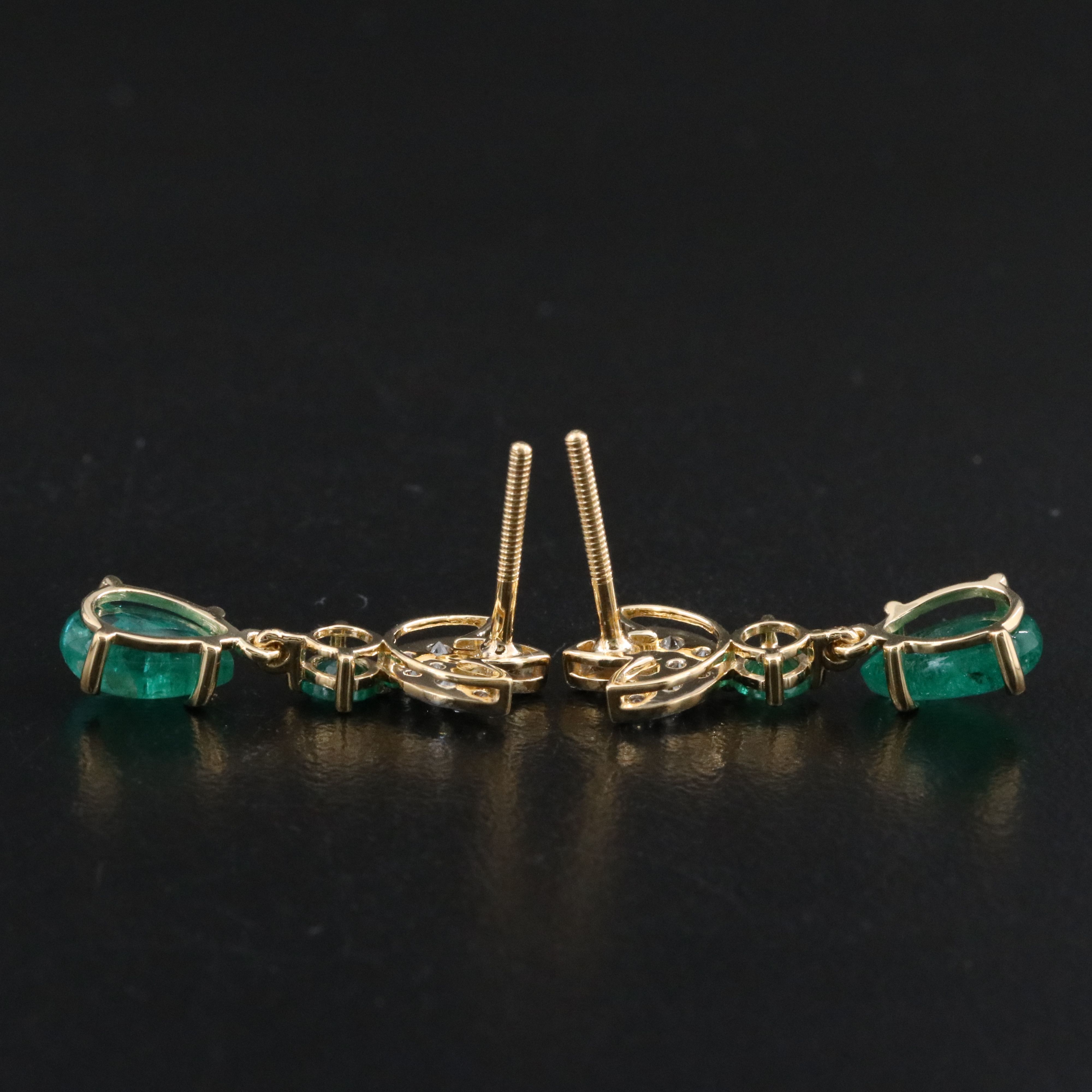 18K 2.60 CTW Emerald and Diamond Earrings