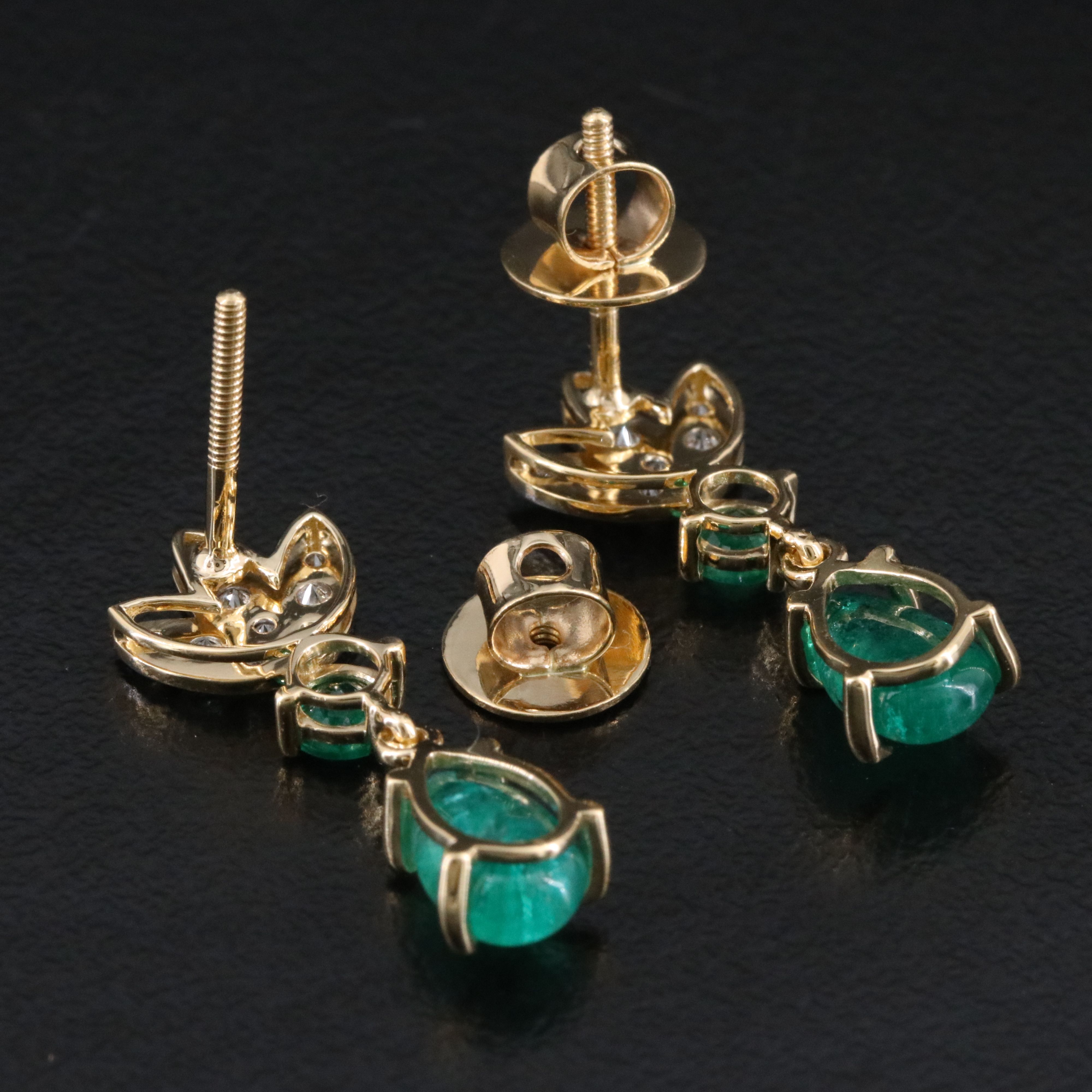 18K 2.60 CTW Emerald and Diamond Earrings