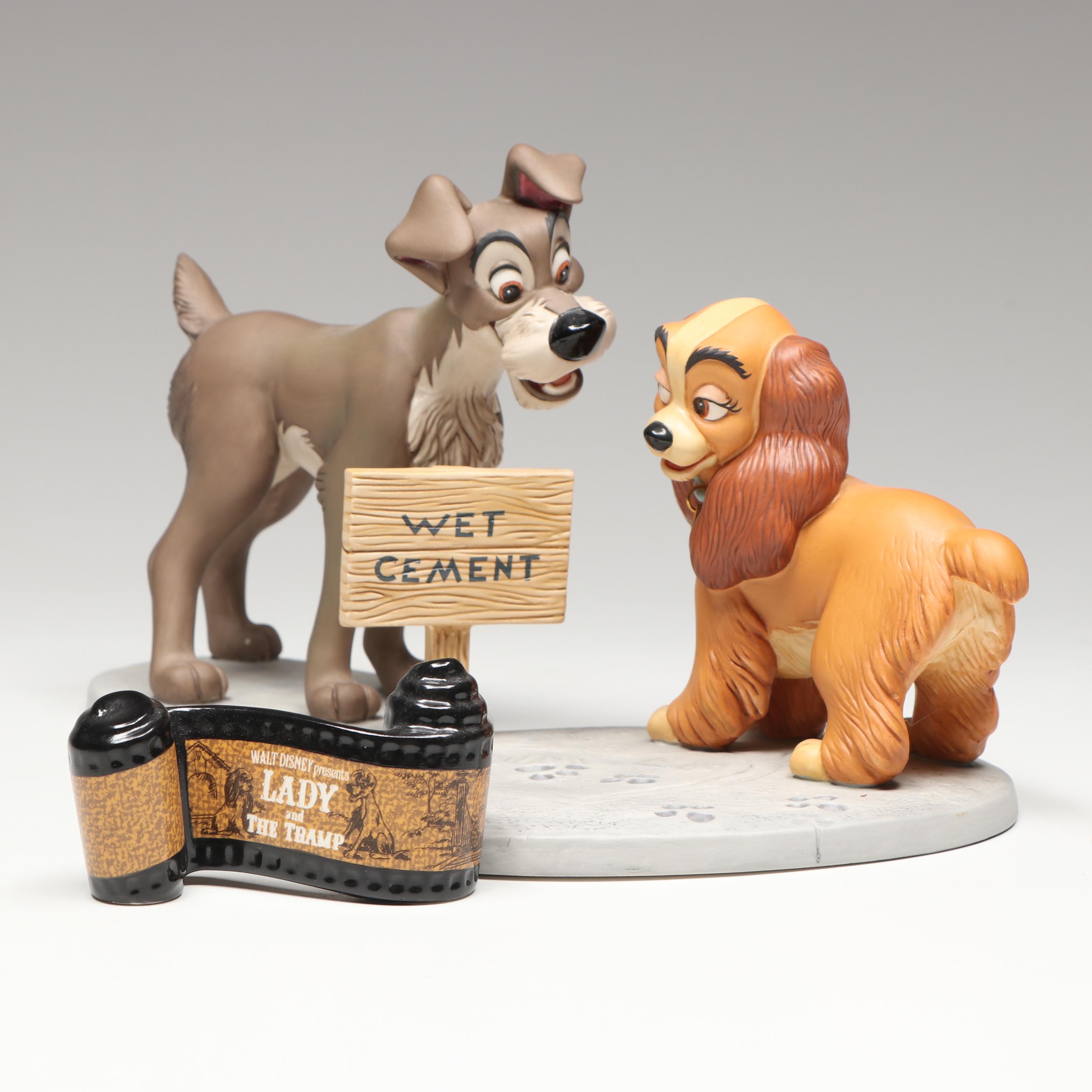Disney Lady and the Tramp "Lady in Love" and "Tramp in Love" Porcelain Figurines