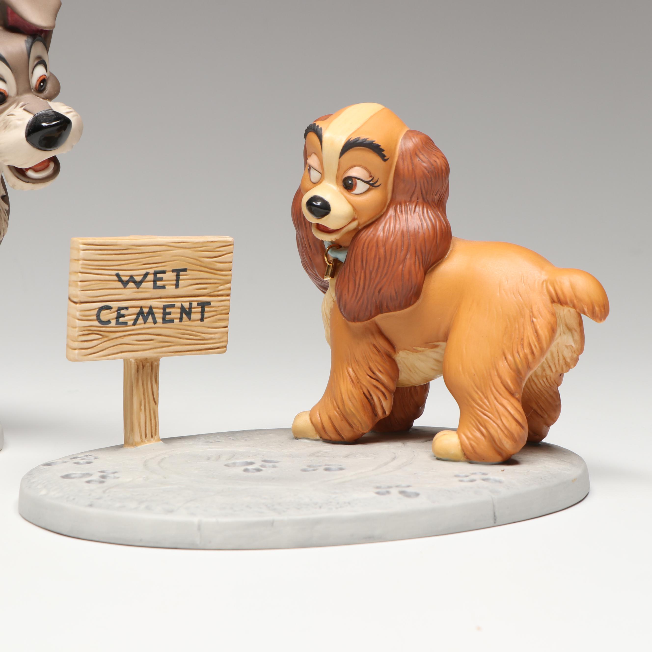 Disney Lady and the Tramp "Lady in Love" and "Tramp in Love" Porcelain Figurines