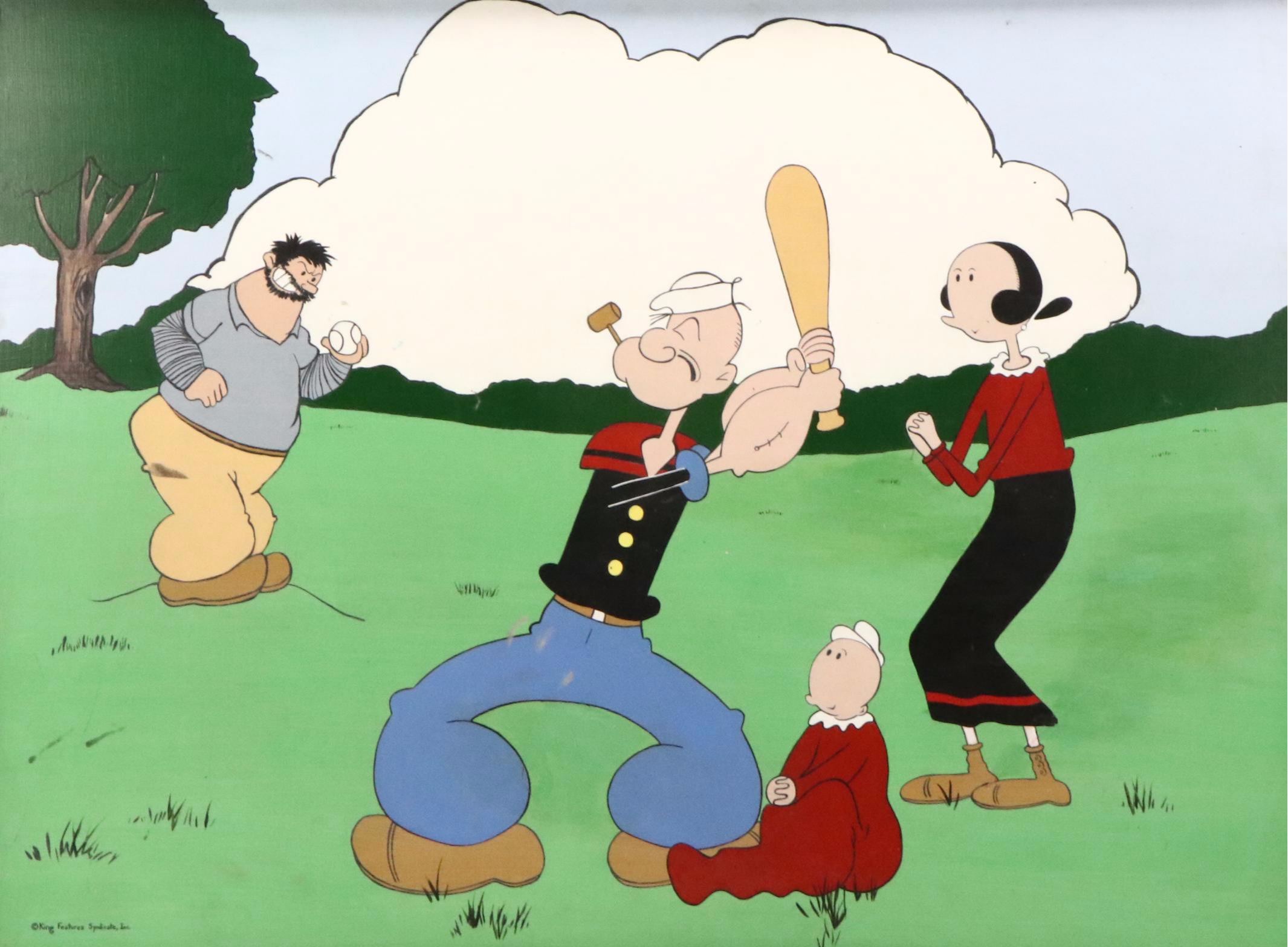 "Popeye the Sailor Man" Large Acrylic Painting, Late 20th Century