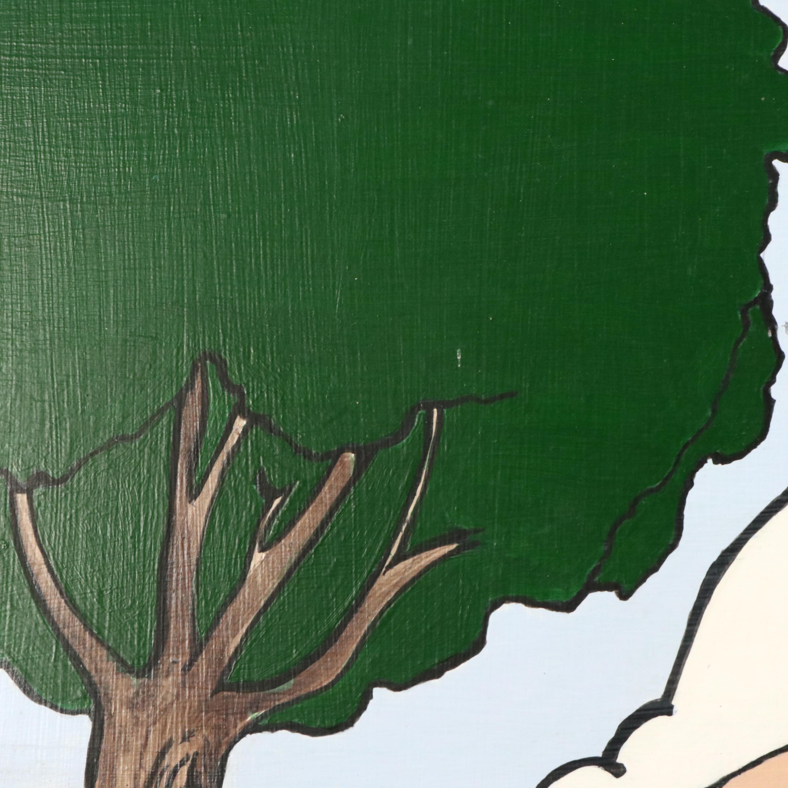 "Popeye the Sailor Man" Large Acrylic Painting, Late 20th Century