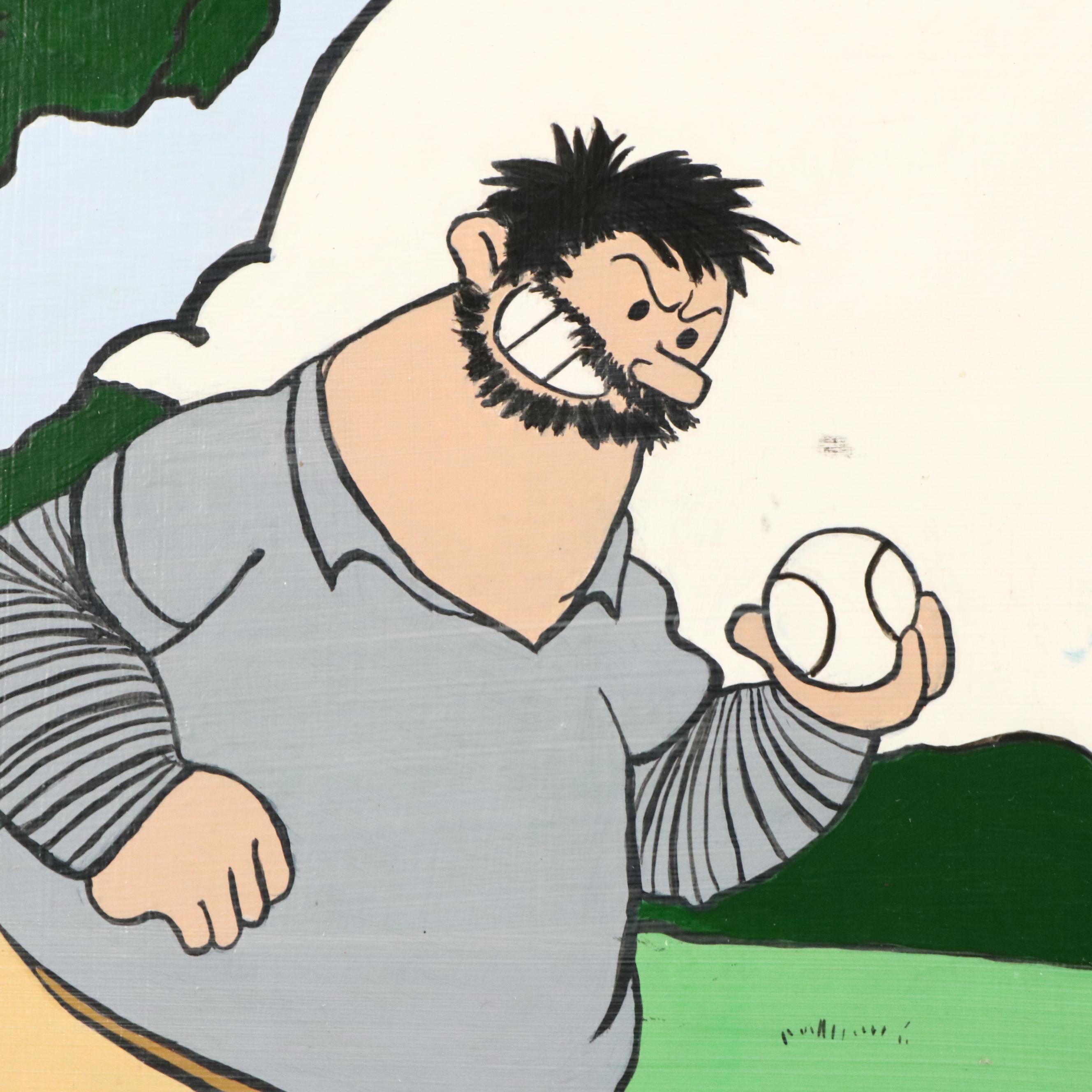 "Popeye the Sailor Man" Large Acrylic Painting, Late 20th Century