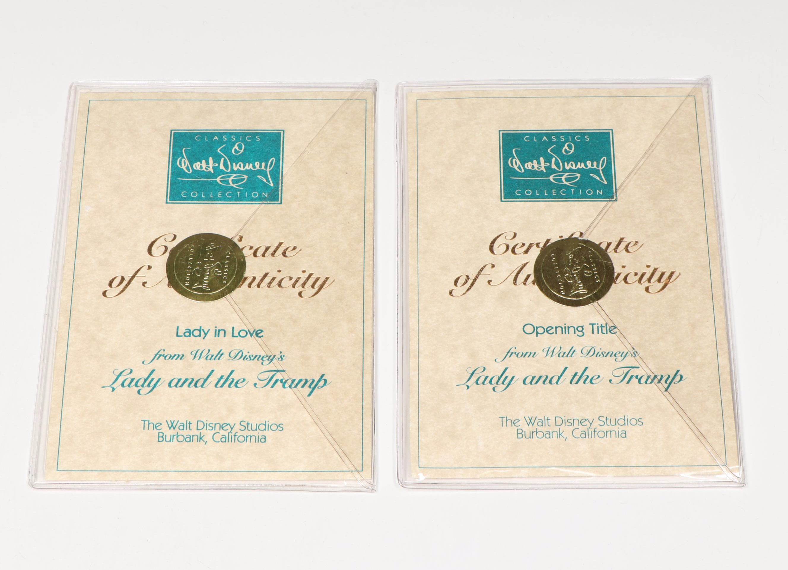 Disney Lady and the Tramp "Lady in Love" and "Tramp in Love" Porcelain Figurines