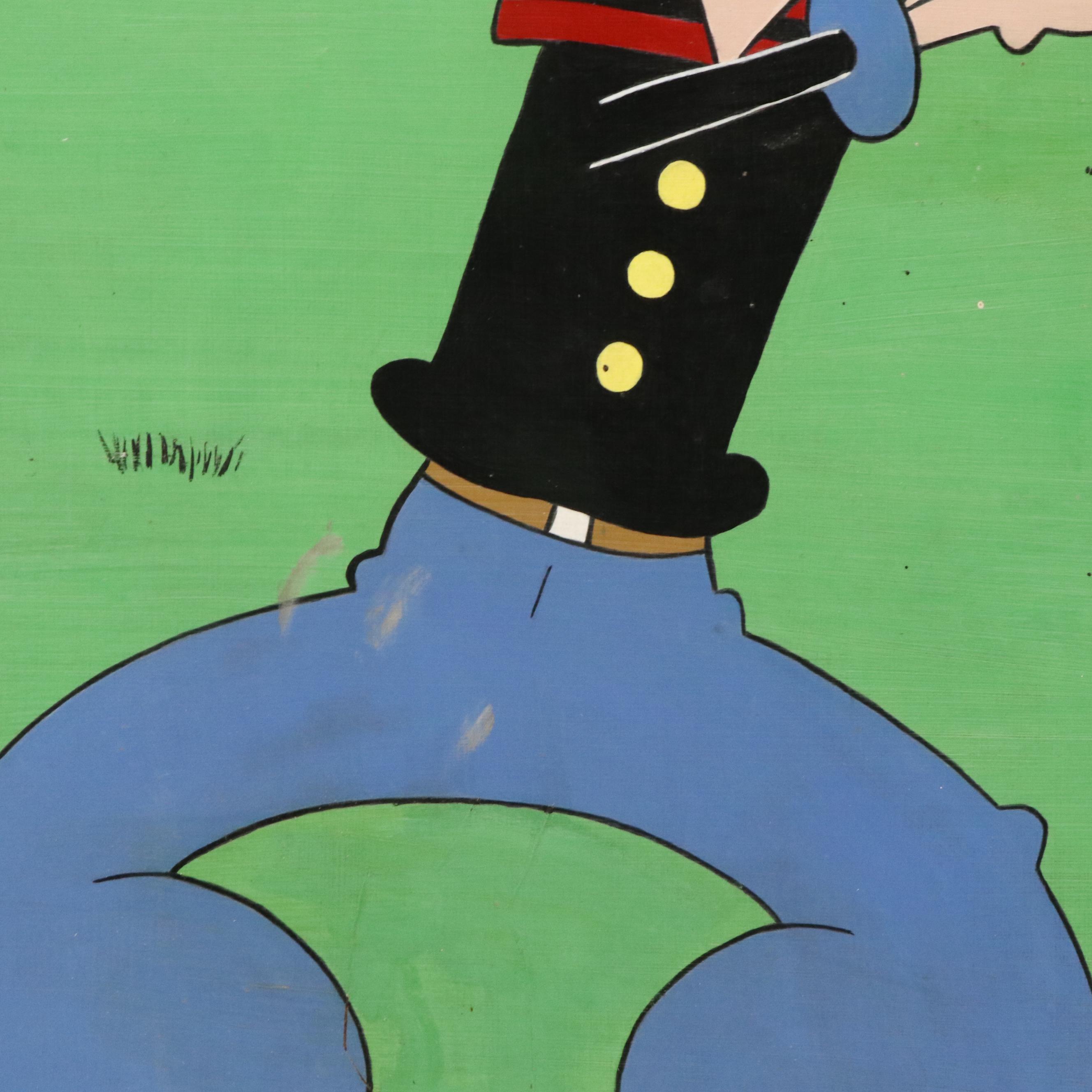 "Popeye the Sailor Man" Large Acrylic Painting, Late 20th Century